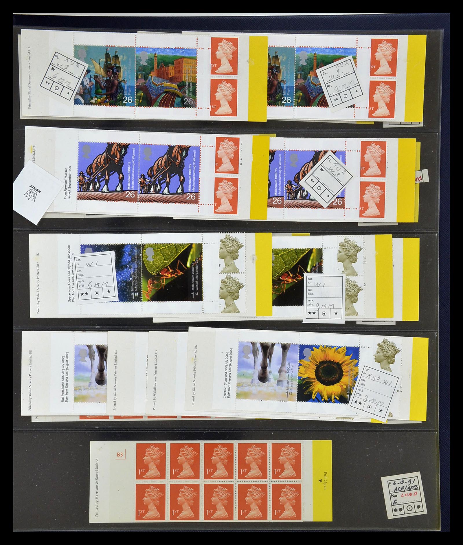 35082 027 - Postzegelverzameling 35082 Engeland eersteklas postzegelboekjes.