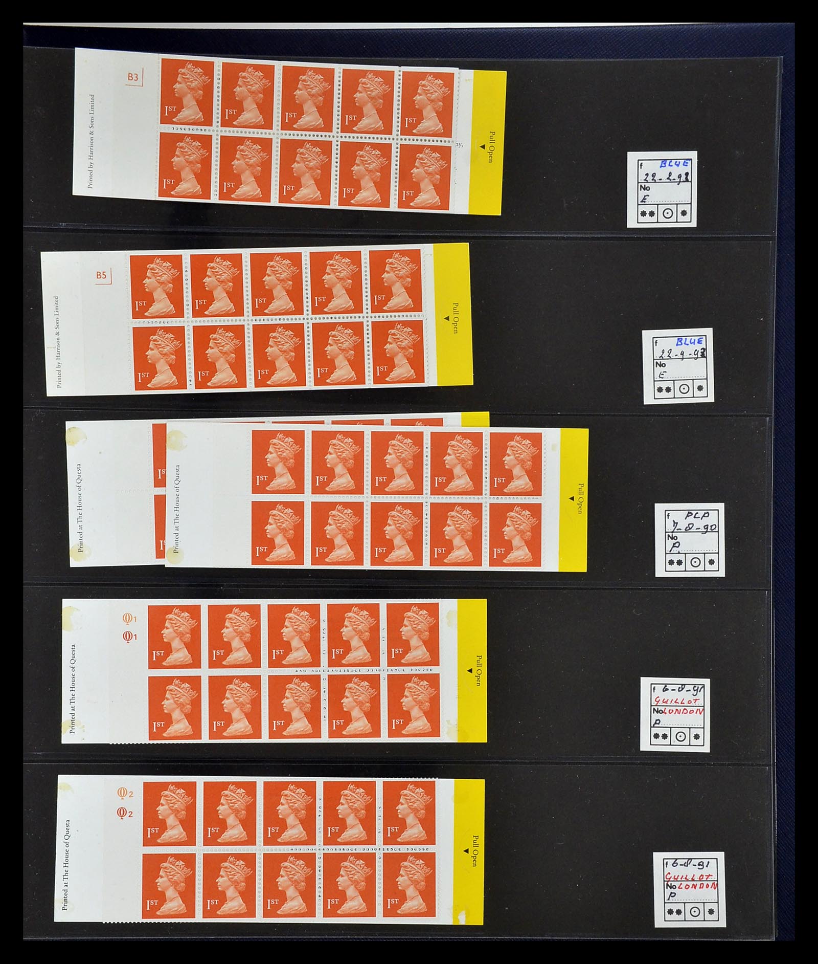 35082 029 - Postzegelverzameling 35082 Engeland eersteklas postzegelboekjes.