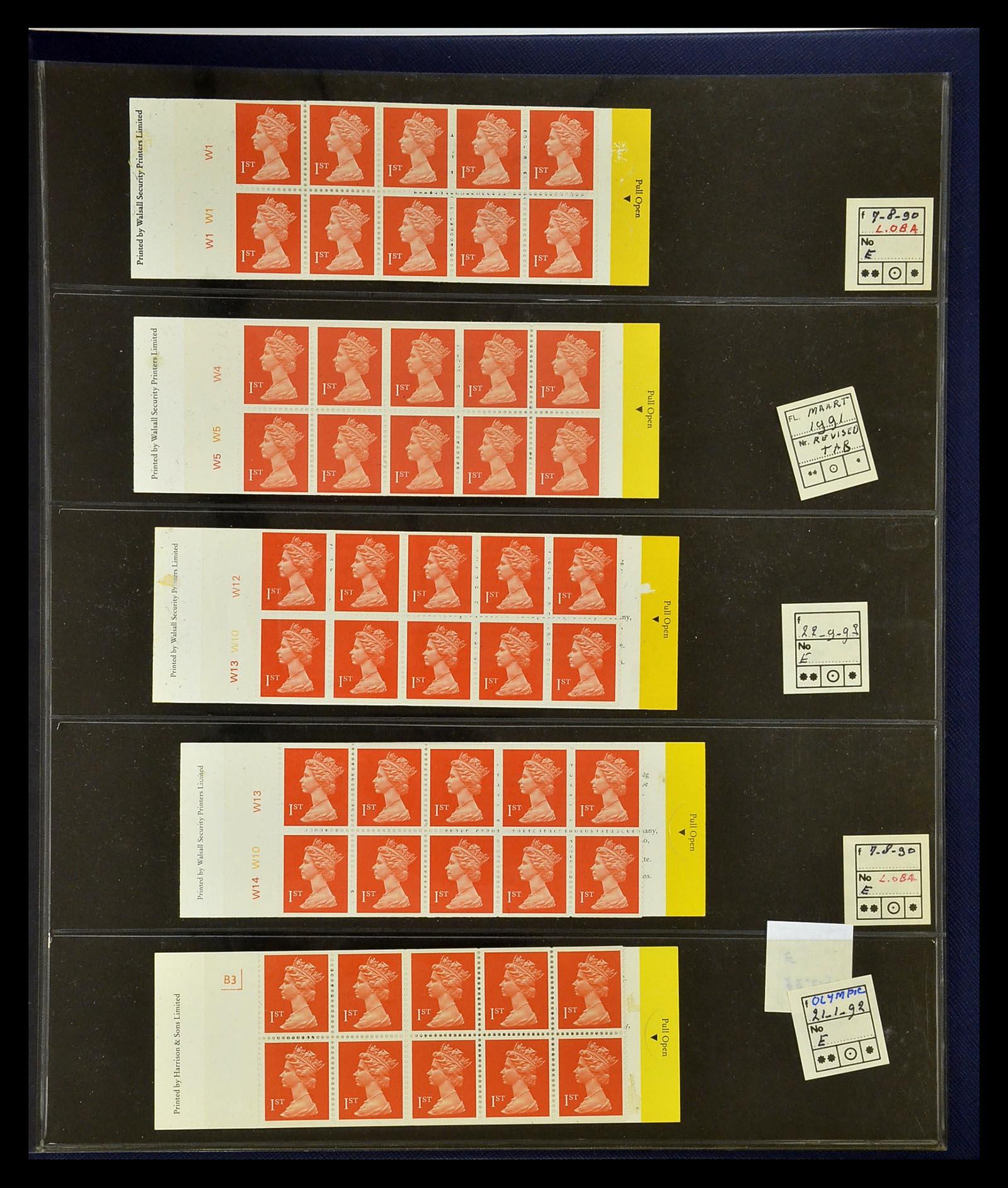 35082 032 - Postzegelverzameling 35082 Engeland eersteklas postzegelboekjes.