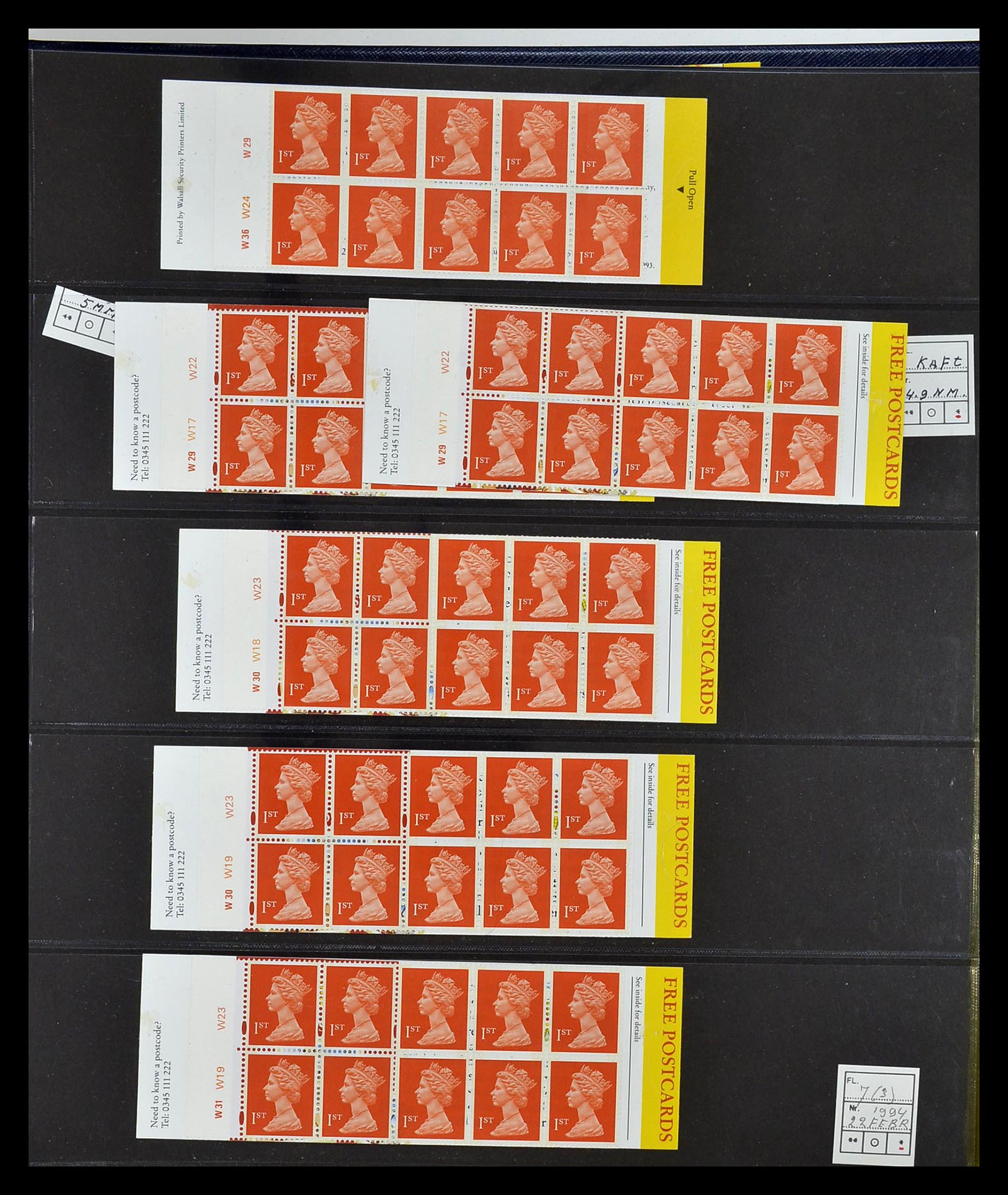 35082 042 - Postzegelverzameling 35082 Engeland eersteklas postzegelboekjes.