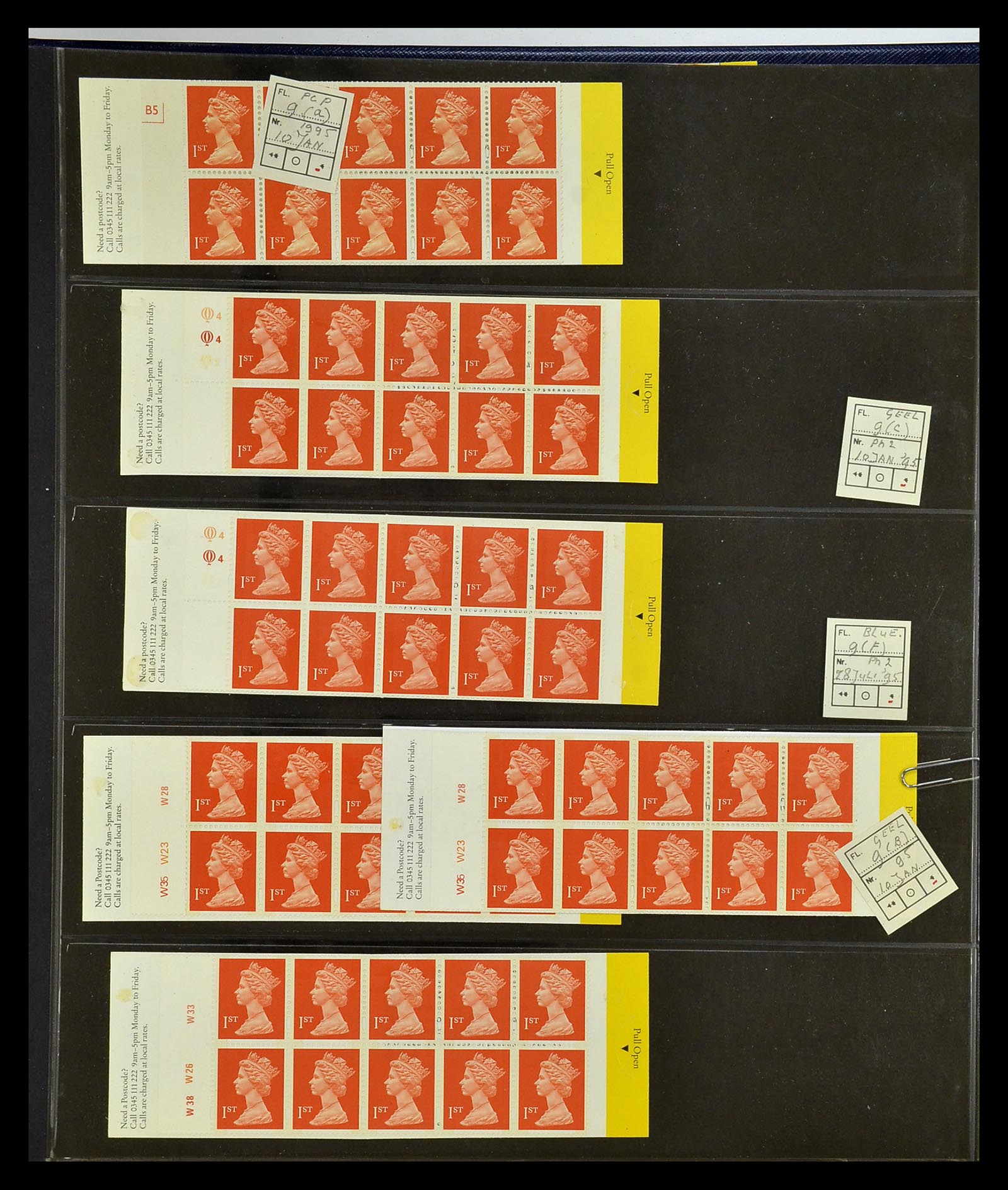 35082 045 - Postzegelverzameling 35082 Engeland eersteklas postzegelboekjes.