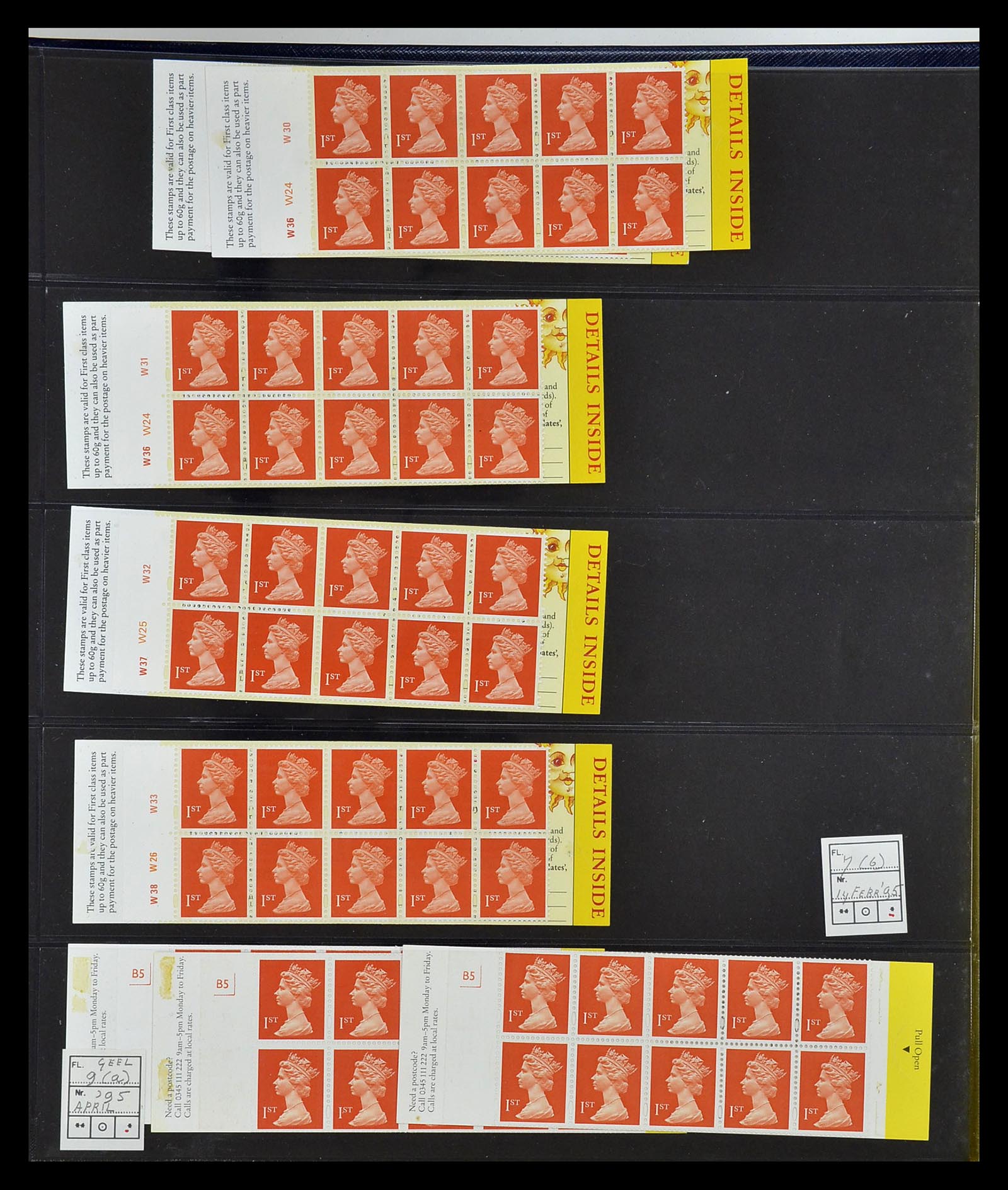 35082 048 - Postzegelverzameling 35082 Engeland eersteklas postzegelboekjes.