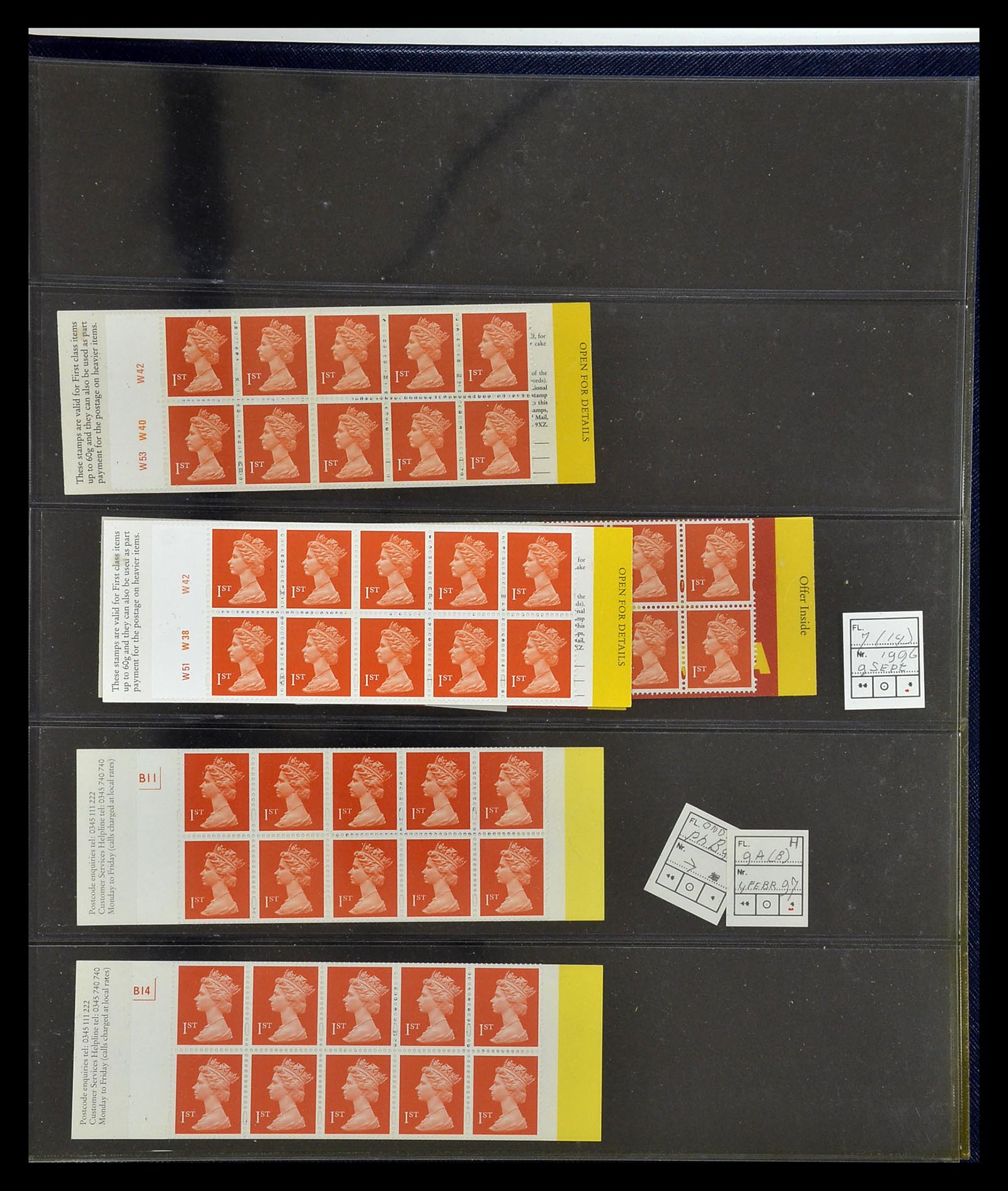 35082 056 - Postzegelverzameling 35082 Engeland eersteklas postzegelboekjes.
