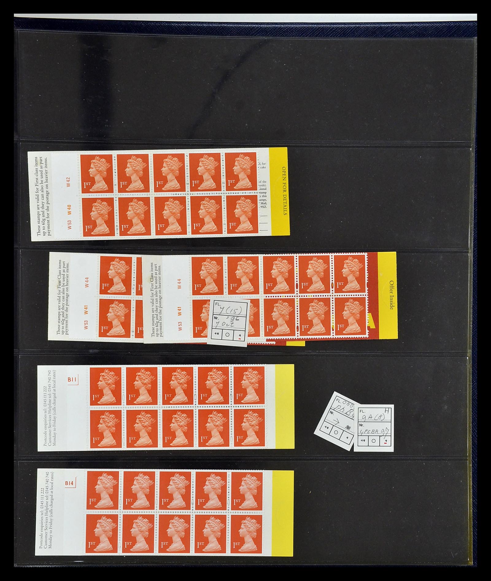 35082 057 - Postzegelverzameling 35082 Engeland eersteklas postzegelboekjes.