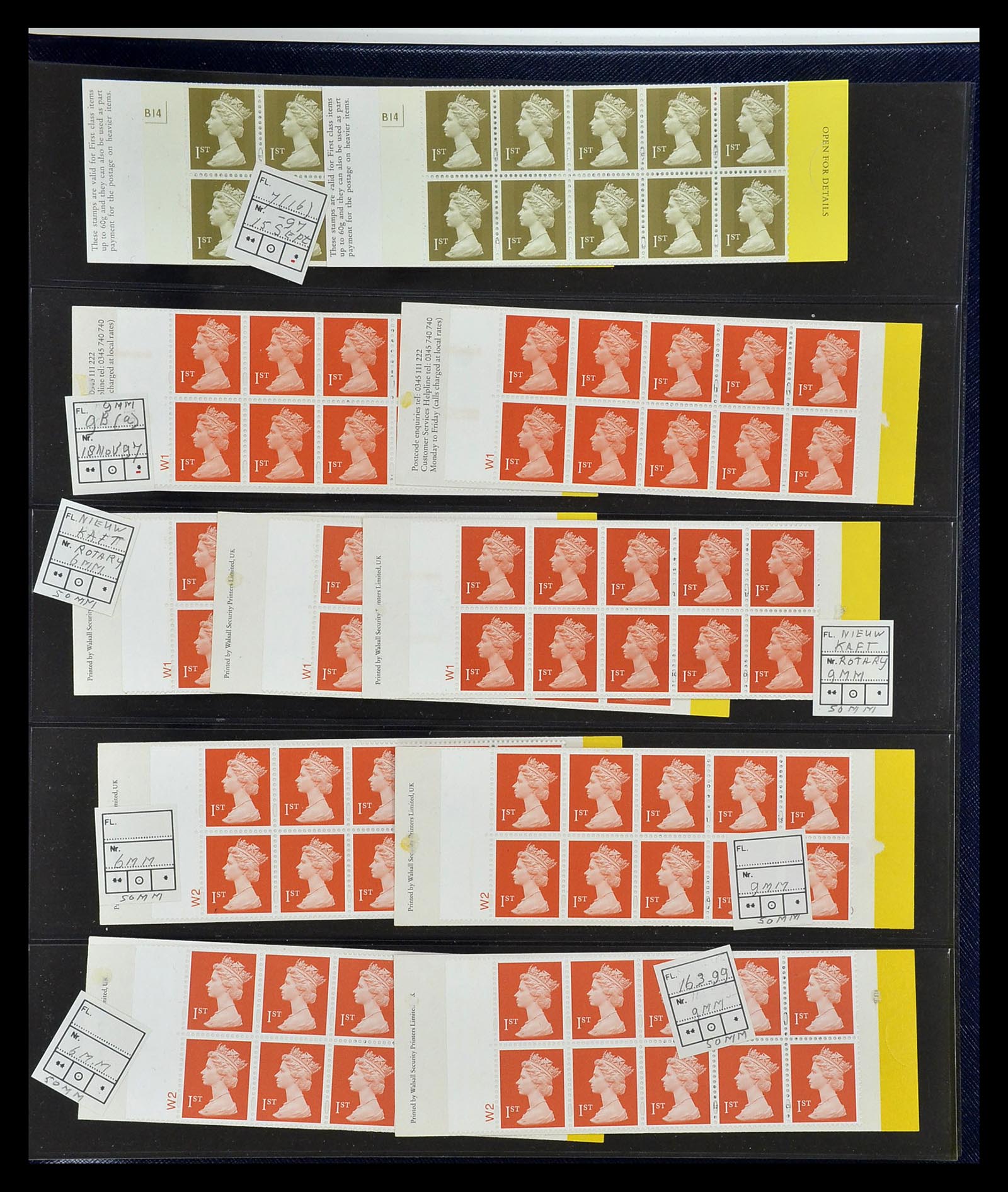 35082 060 - Postzegelverzameling 35082 Engeland eersteklas postzegelboekjes.