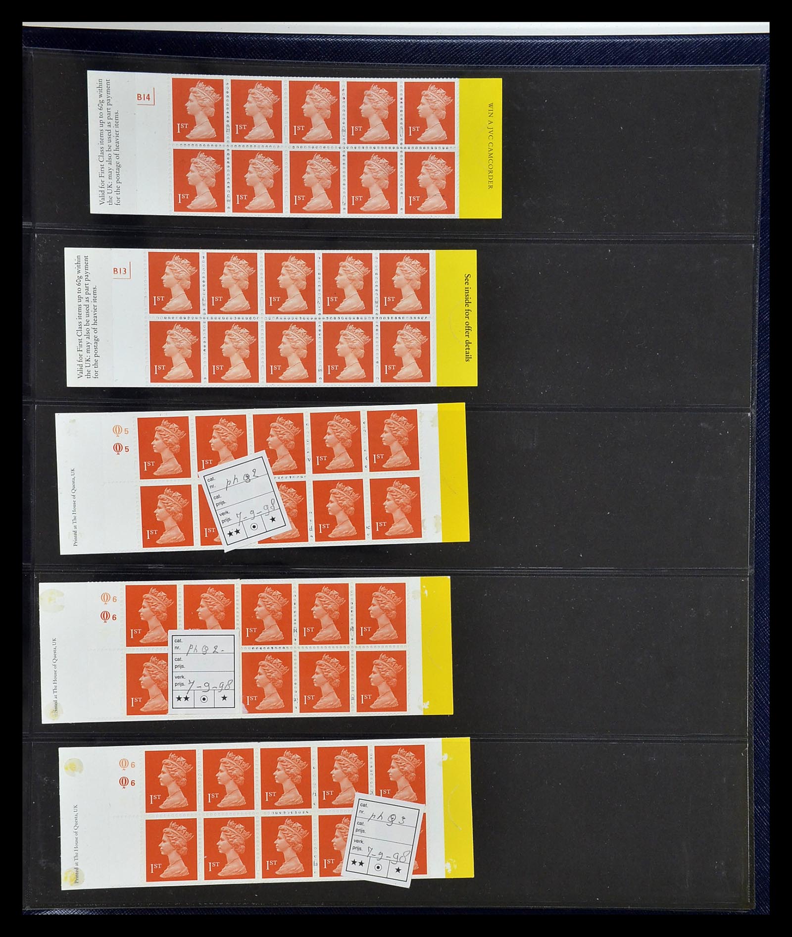 35082 062 - Postzegelverzameling 35082 Engeland eersteklas postzegelboekjes.