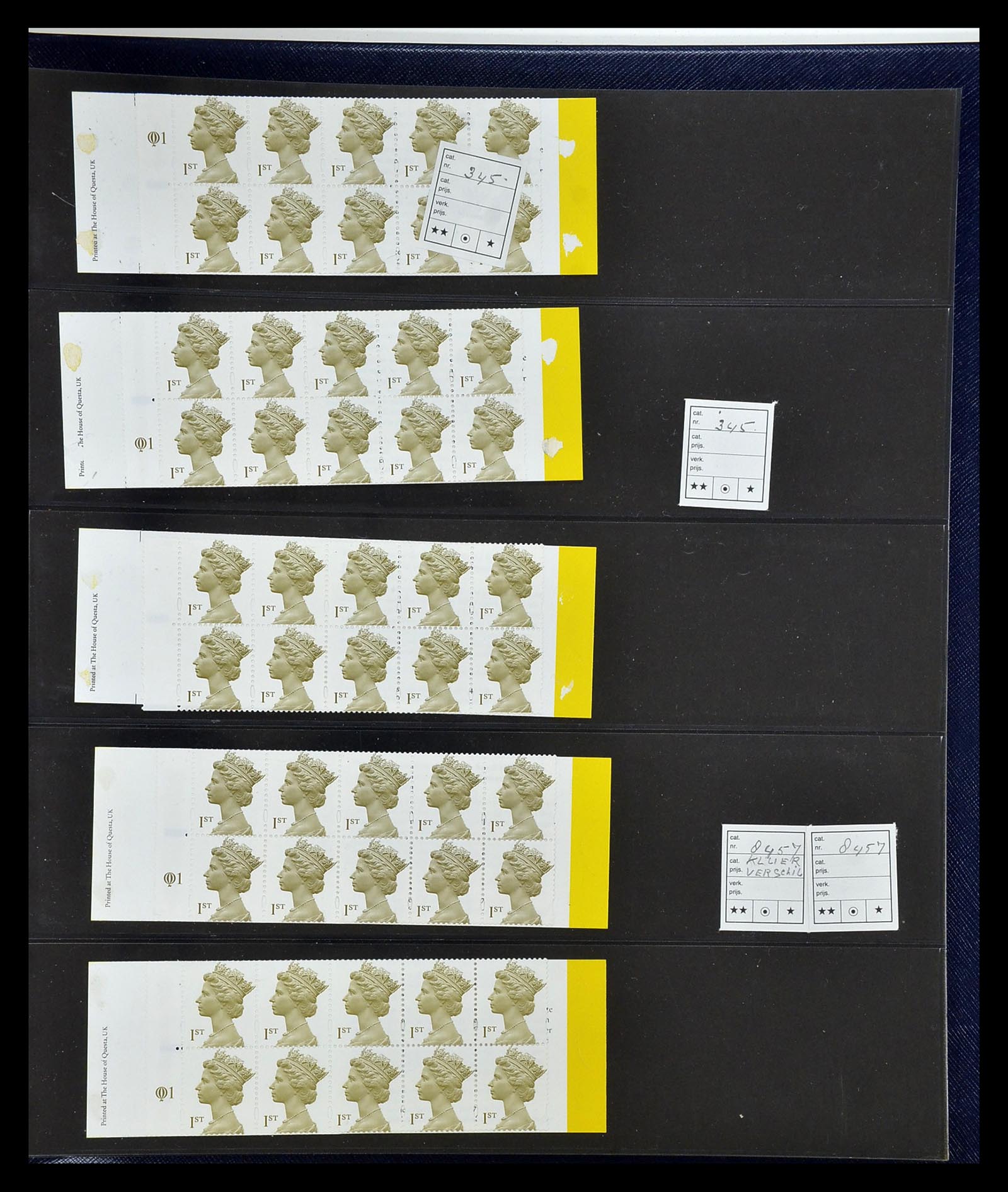 35082 064 - Postzegelverzameling 35082 Engeland eersteklas postzegelboekjes.