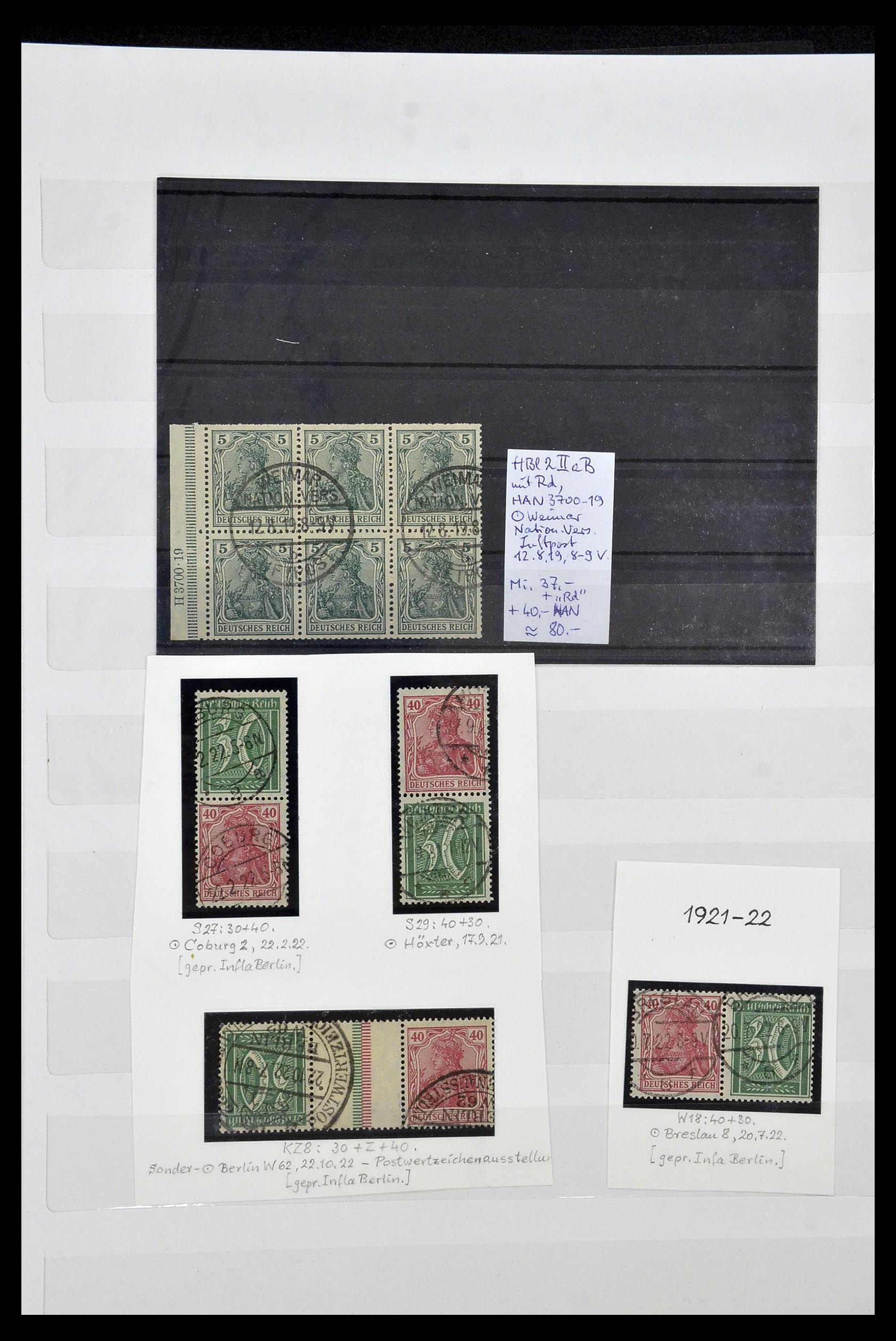 35101 005 - Postzegelverzameling 35101 Duitse Rijk combinaties 1912-1922.