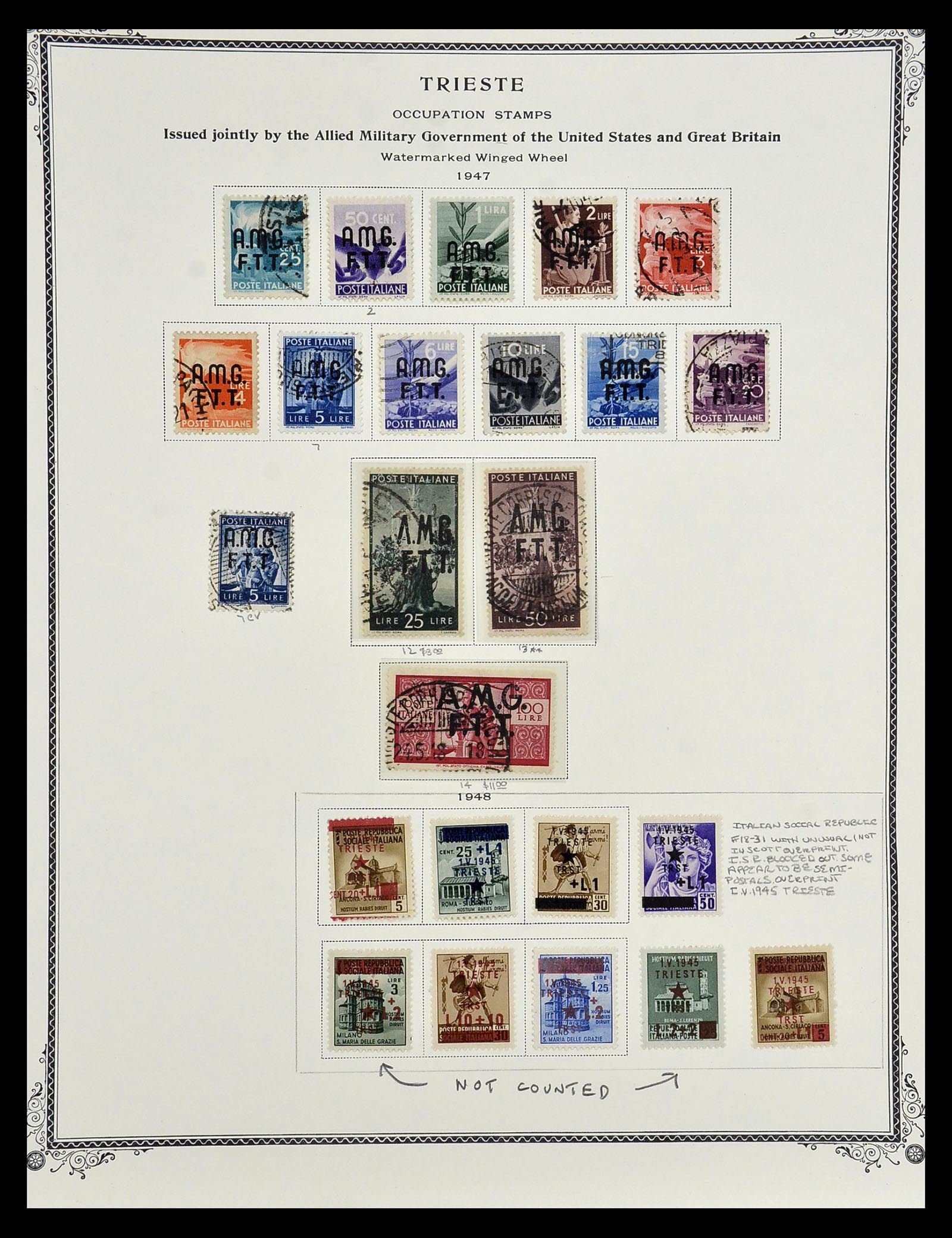 35109 073 - Postzegelverzameling 35109 AMG 1943-1952.