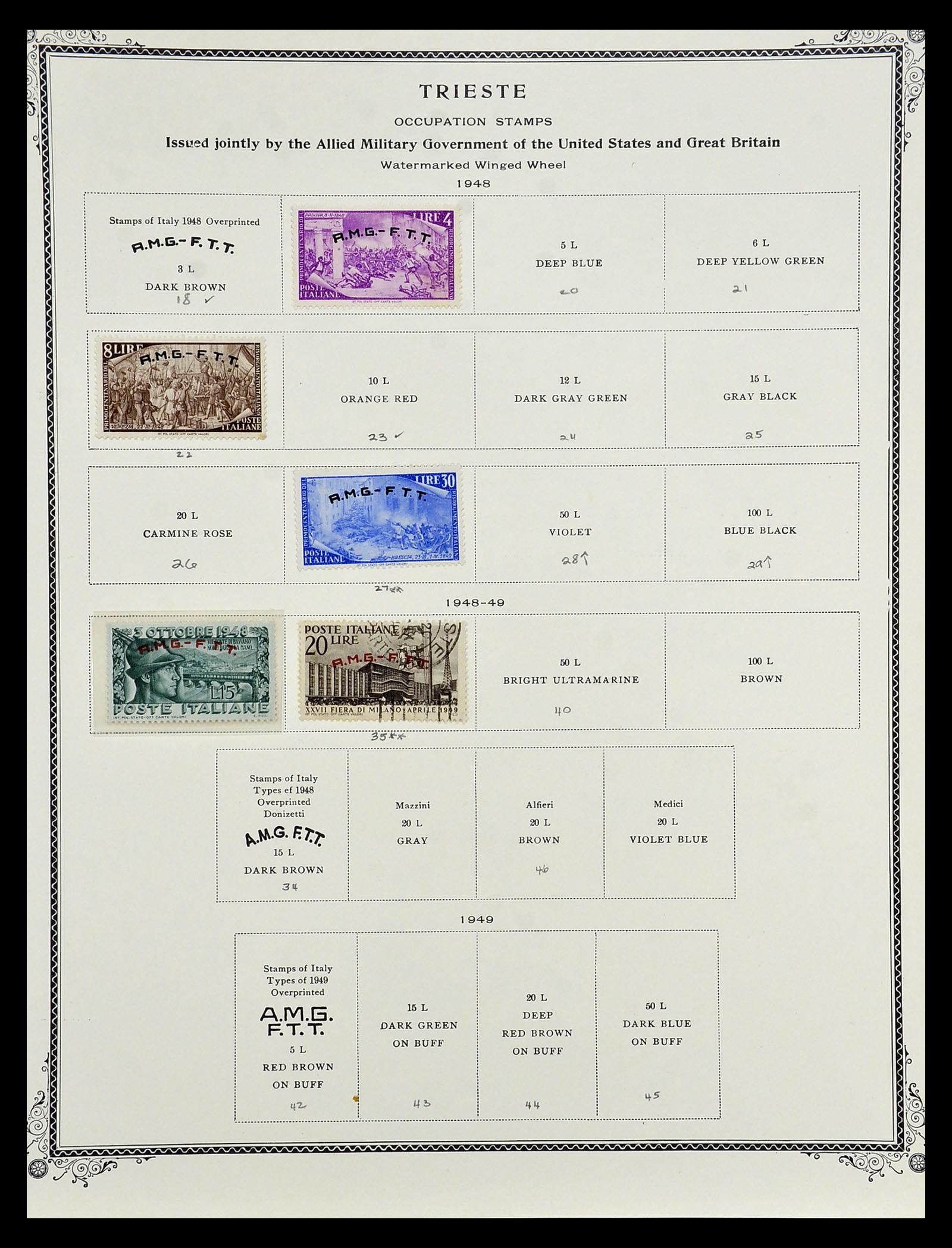 35109 074 - Postzegelverzameling 35109 AMG 1943-1952.