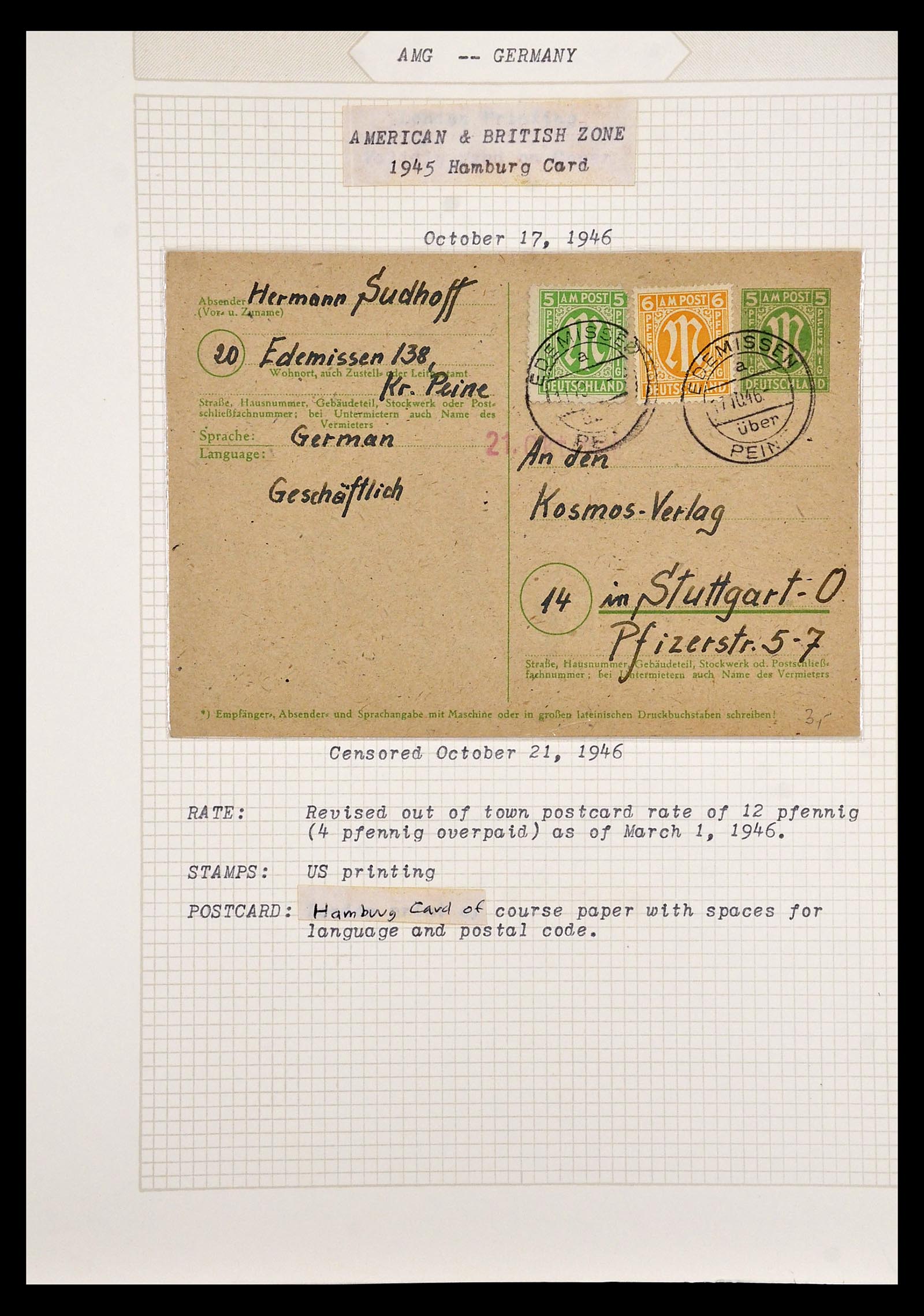 35109 119 - Postzegelverzameling 35109 AMG 1943-1952.