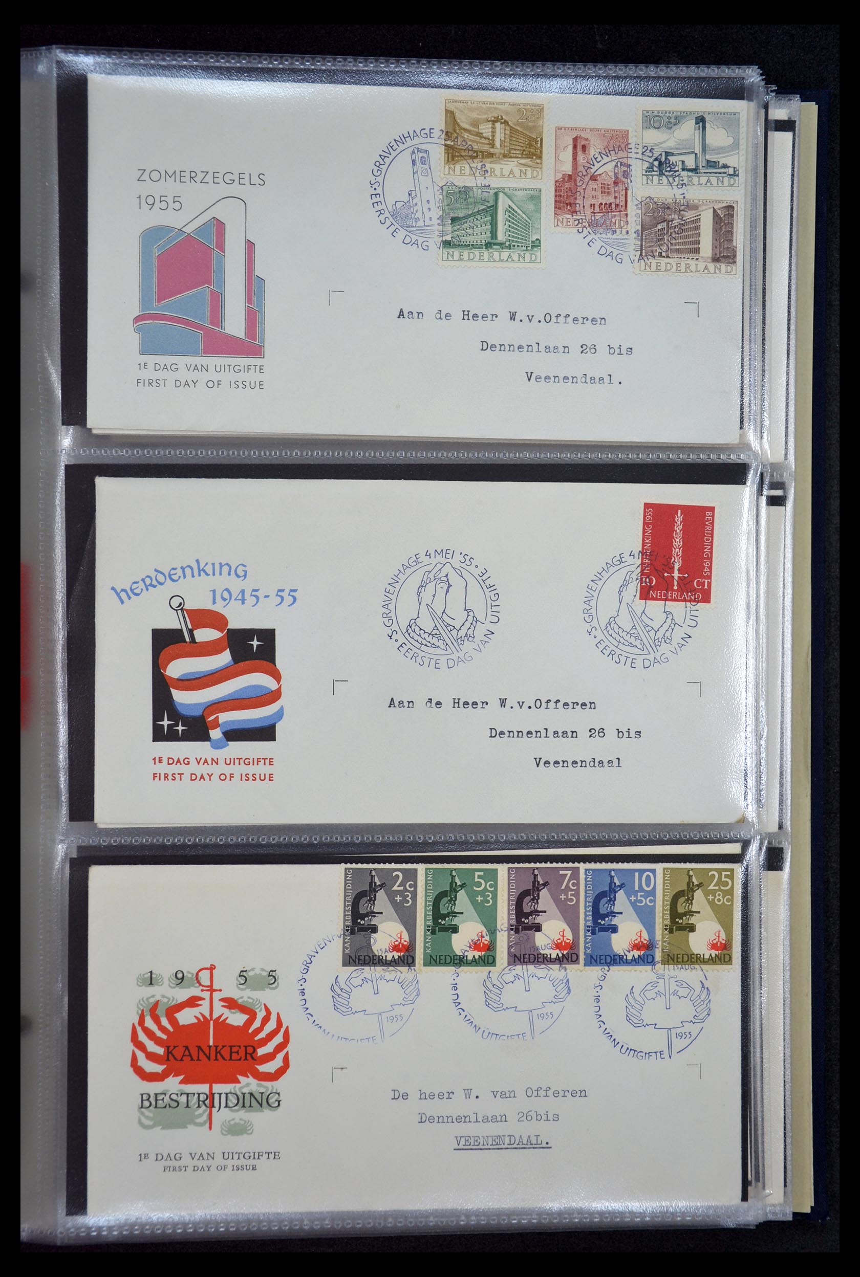 35141 003 - Stamp Collection 35141 Netherlands FDC's 1953-1959.