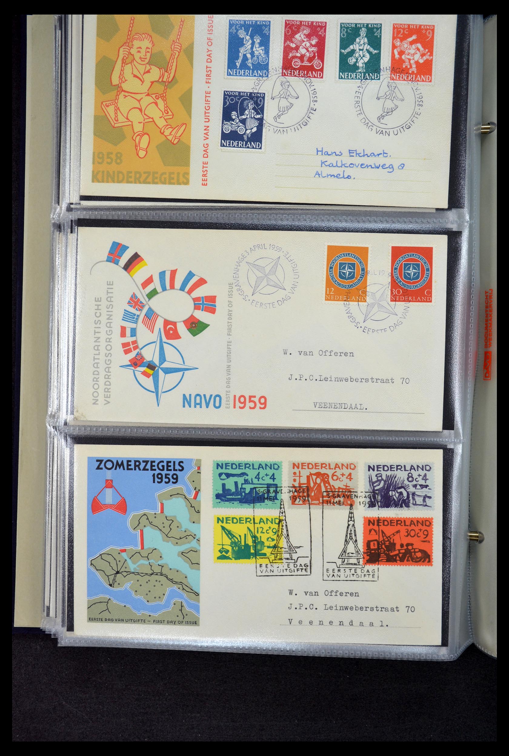 35141 020 - Stamp Collection 35141 Netherlands FDC's 1953-1959.