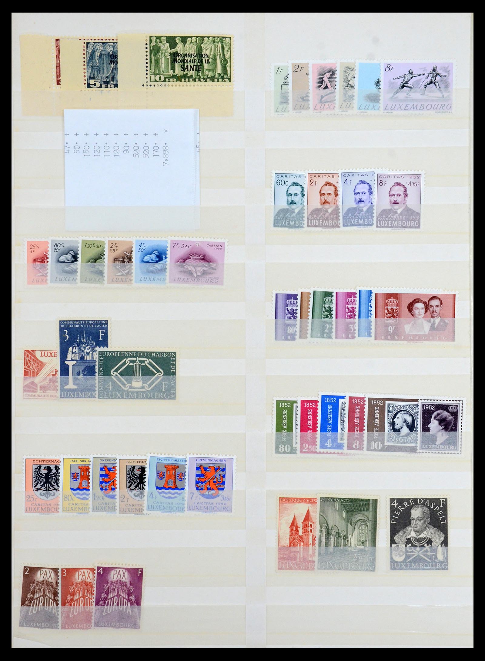 35165 004 - Stamp Collection 35165 Switzerland and Luxembourg key stamps.