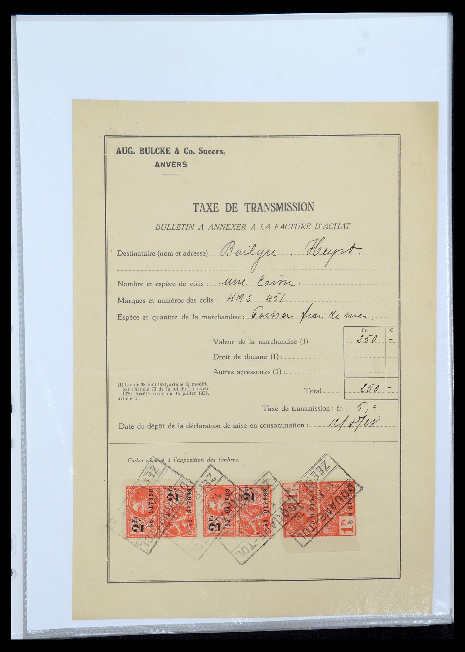 35177 0013 - Postzegelverzameling 35177 België fiscaalzegels 1923-1966.