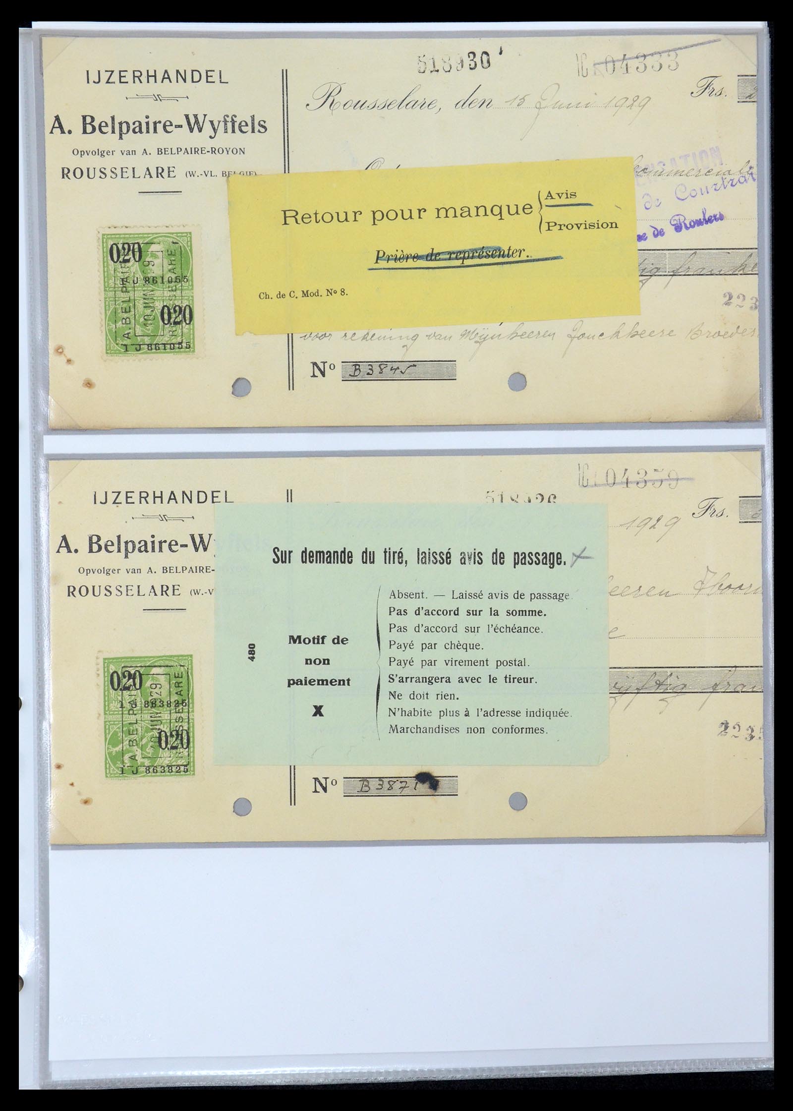 35177 0091 - Postzegelverzameling 35177 België fiscaalzegels 1923-1966.