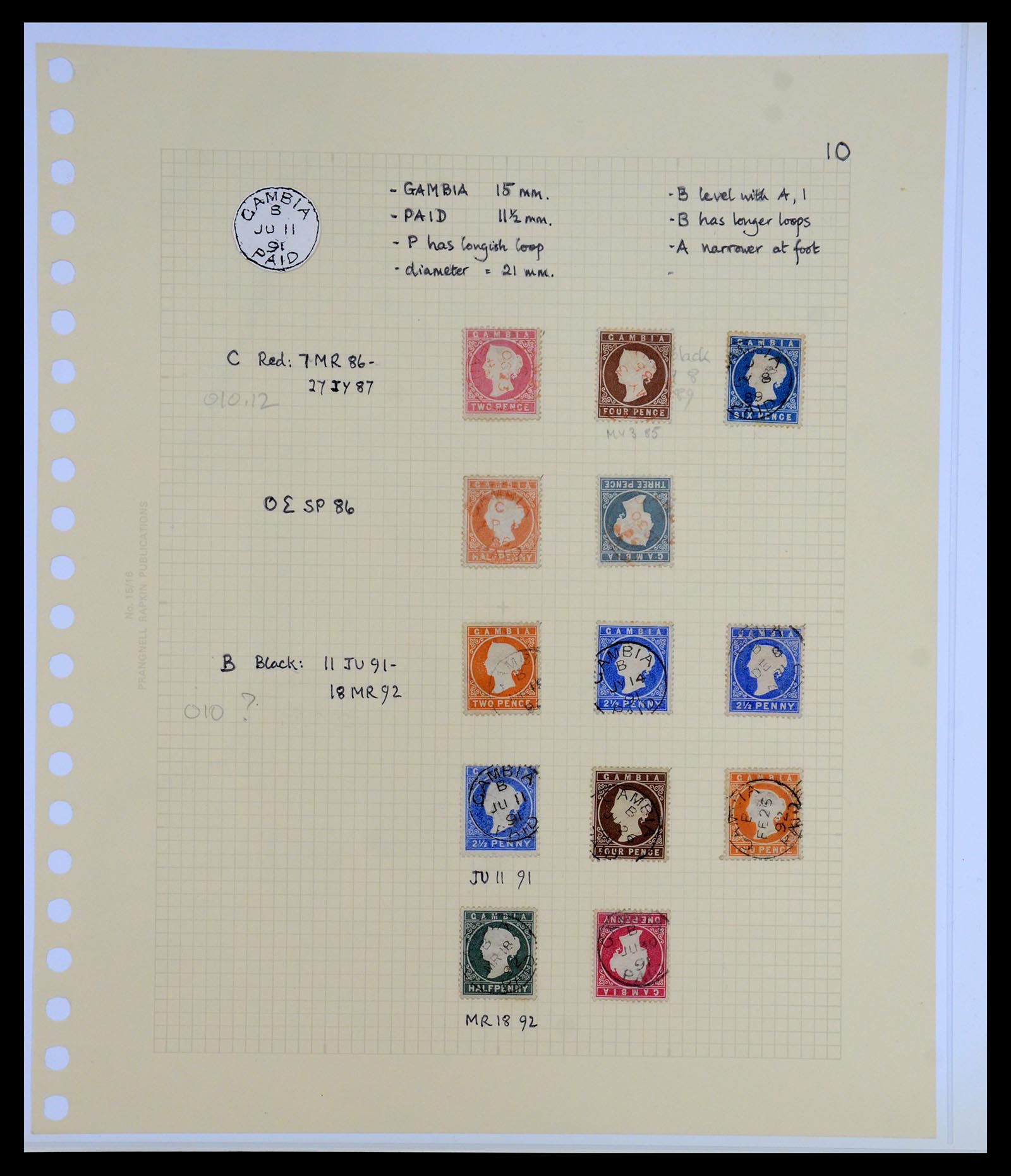 35181 002 - Postzegelverzameling 35181 Gambia stempels 1881-1897.