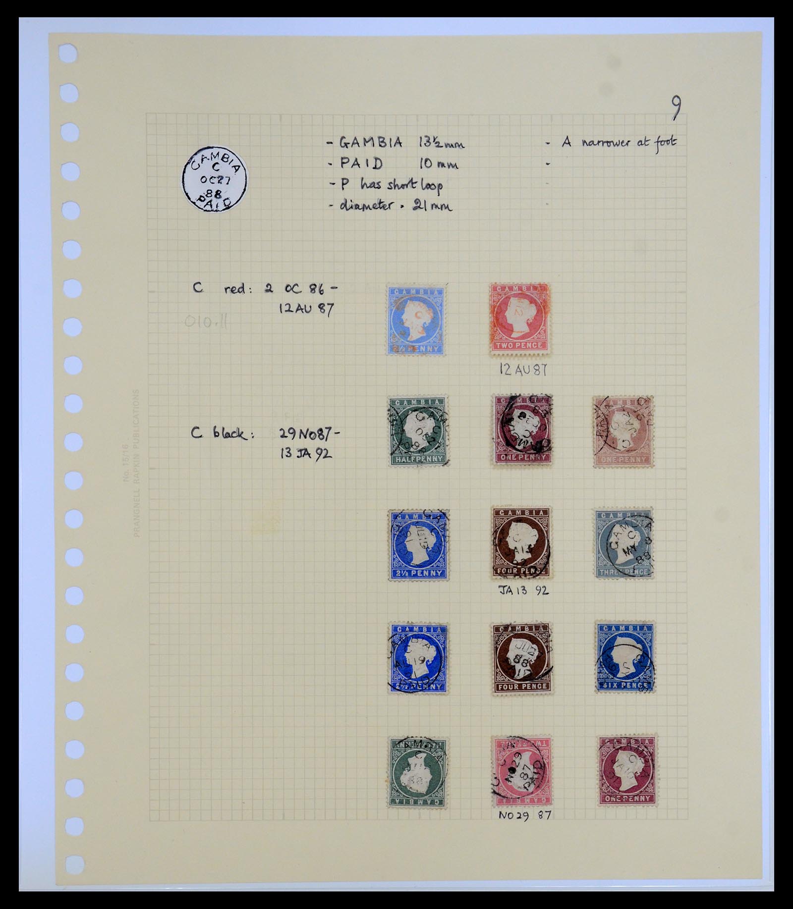35181 003 - Postzegelverzameling 35181 Gambia stempels 1881-1897.