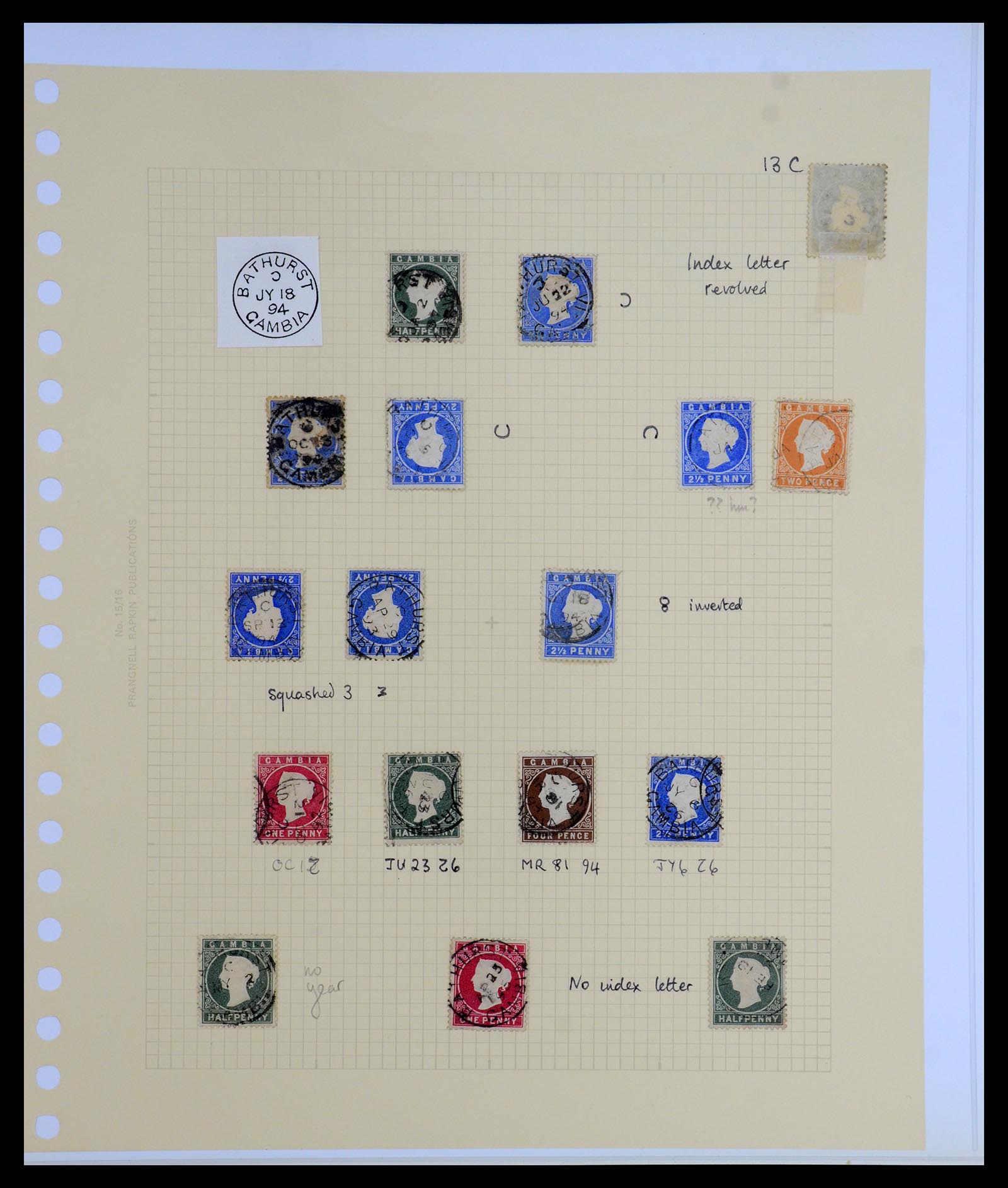 35181 004 - Postzegelverzameling 35181 Gambia stempels 1881-1897.