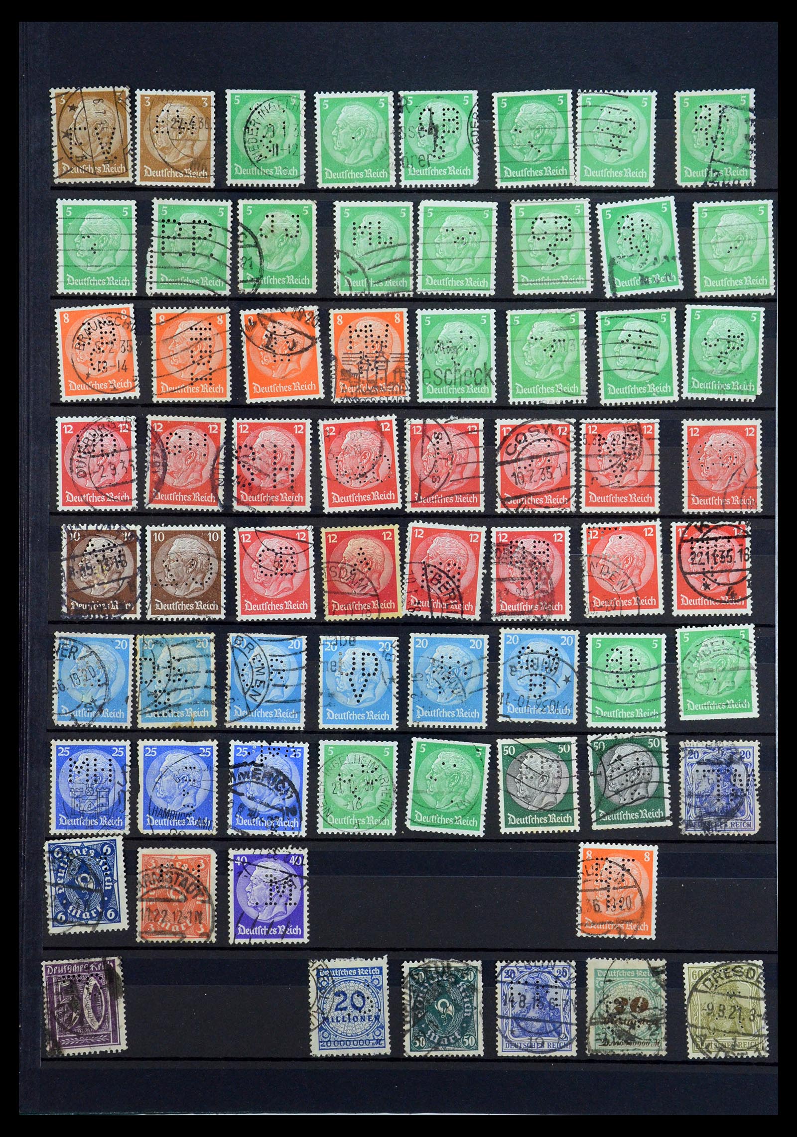 35183 026 - Stamp Collection 35183 German Reich perfins 1880-1945.