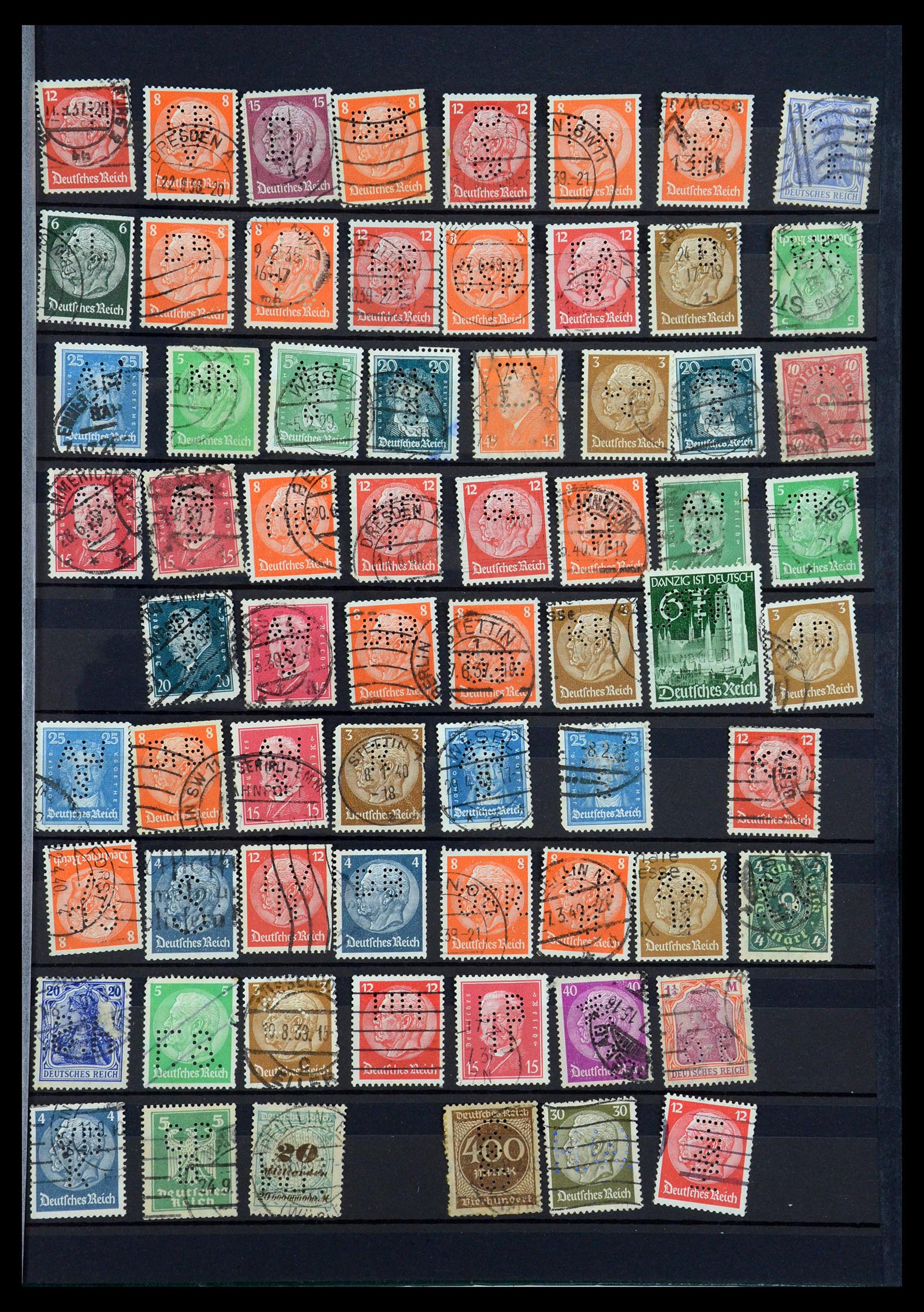 35183 057 - Stamp Collection 35183 German Reich perfins 1880-1945.