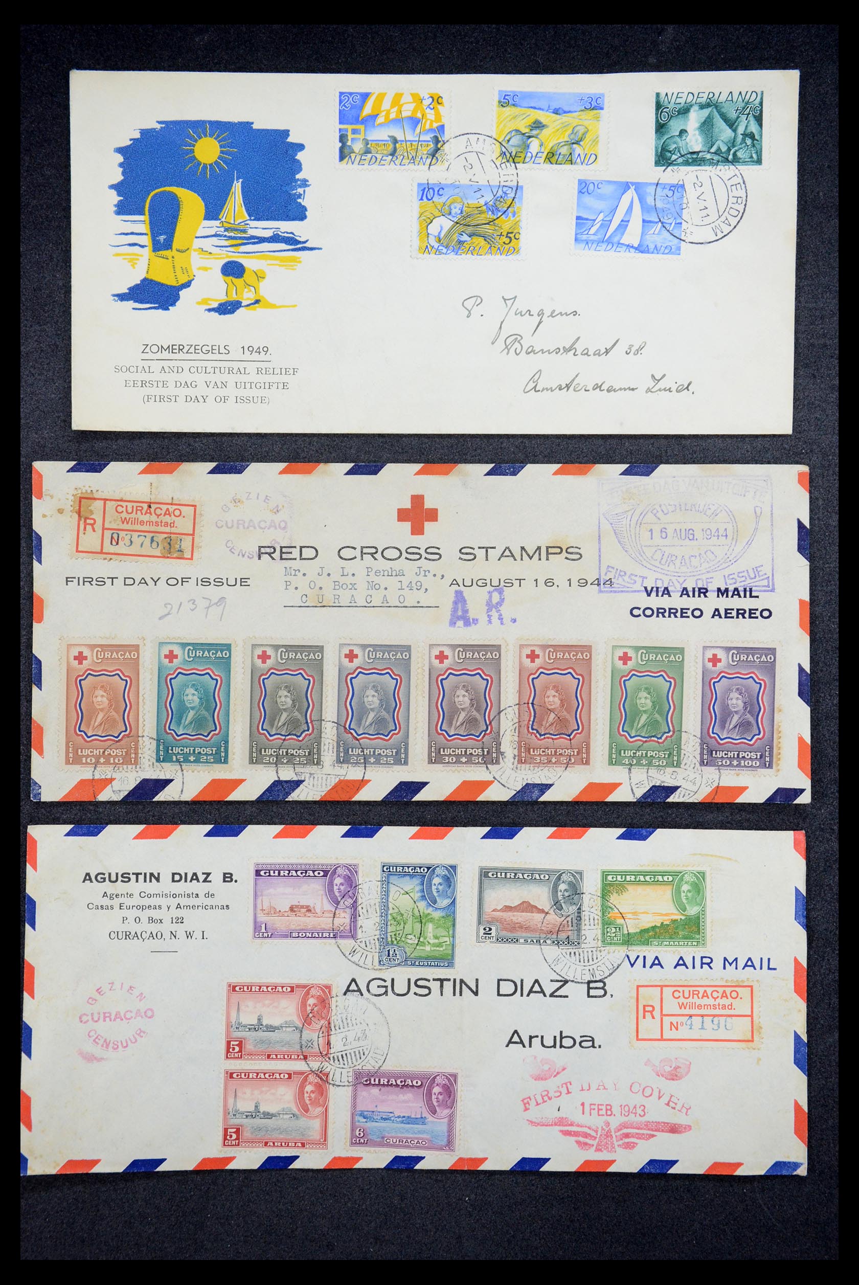 35205 002 - Postzegelverzameling 35205 Nederlandse gebieden FDC's 1927-1960.