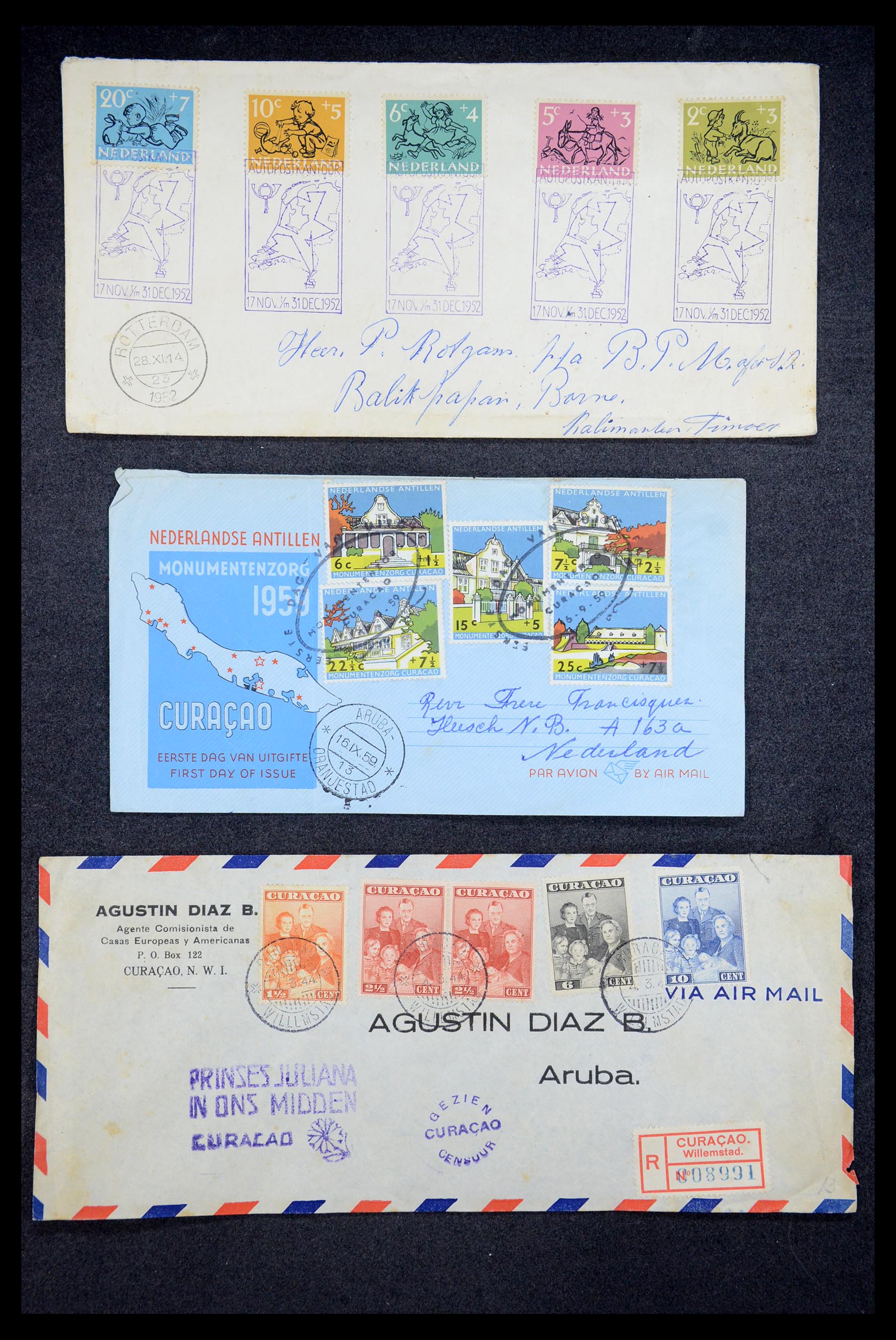 35205 004 - Postzegelverzameling 35205 Nederlandse gebieden FDC's 1927-1960.