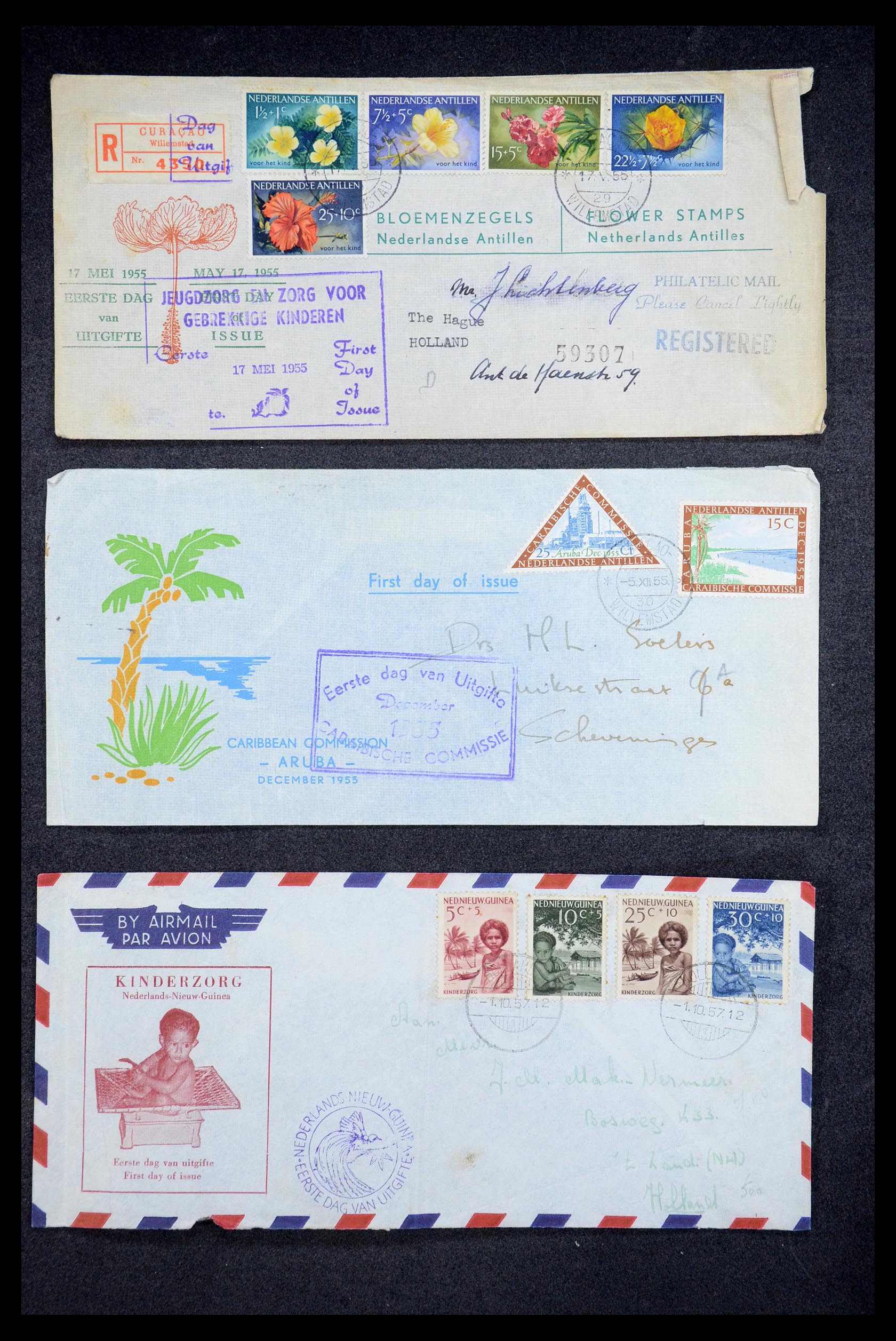 35205 006 - Postzegelverzameling 35205 Nederlandse gebieden FDC's 1927-1960.