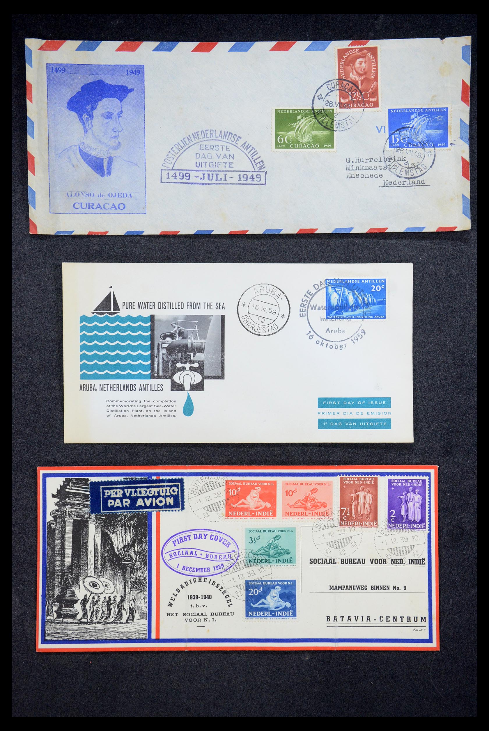 35205 007 - Postzegelverzameling 35205 Nederlandse gebieden FDC's 1927-1960.