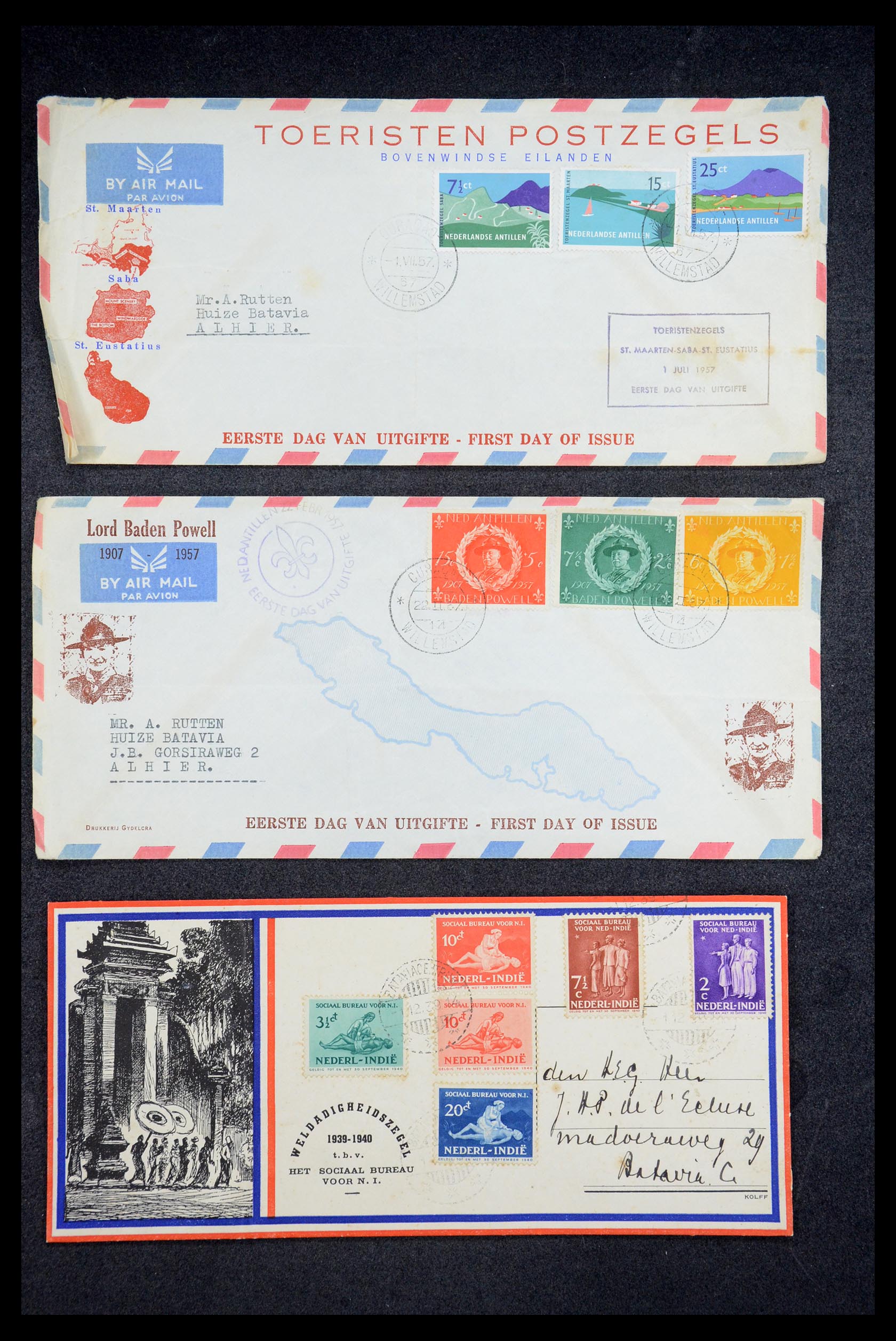 35205 008 - Postzegelverzameling 35205 Nederlandse gebieden FDC's 1927-1960.