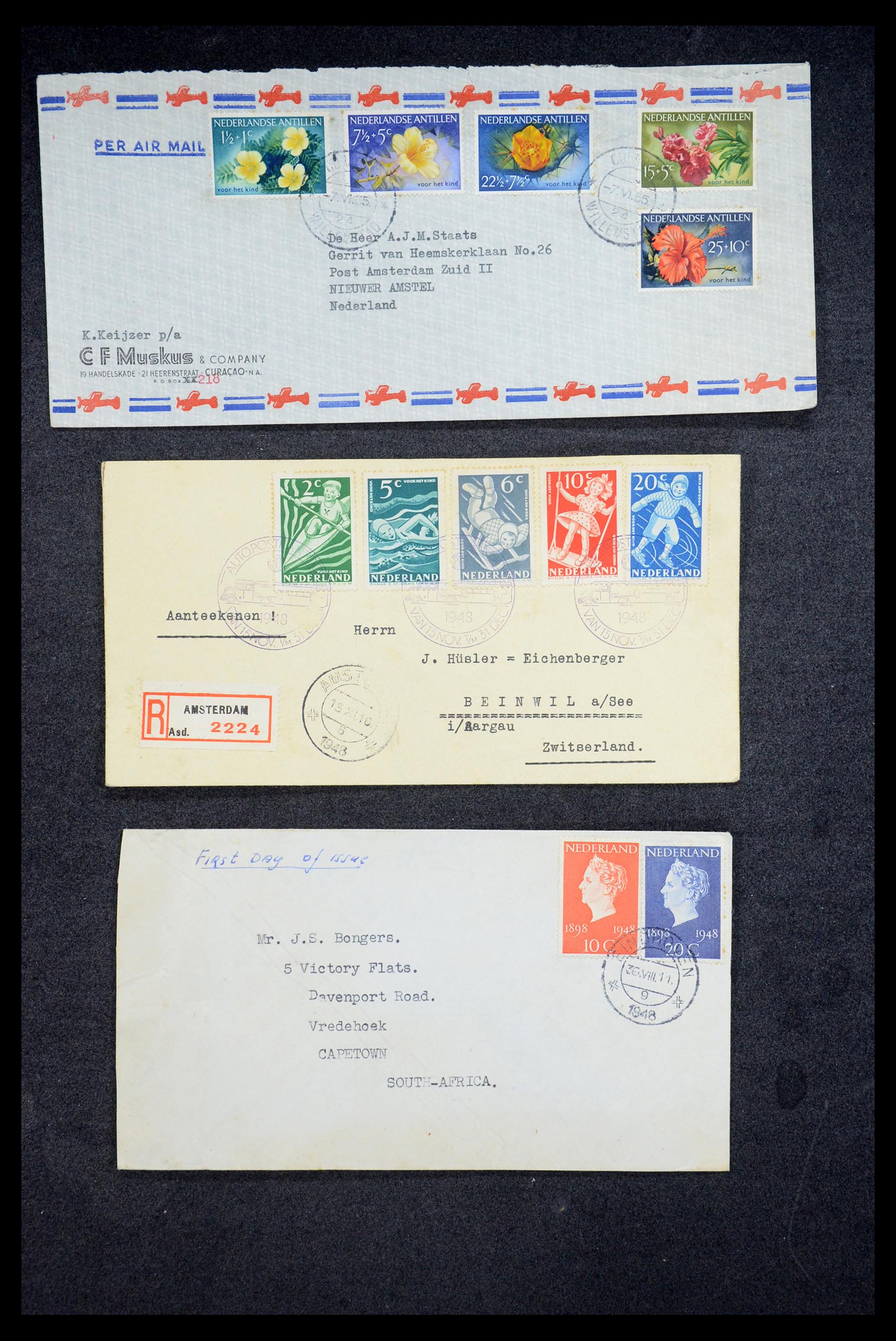 35205 009 - Postzegelverzameling 35205 Nederlandse gebieden FDC's 1927-1960.