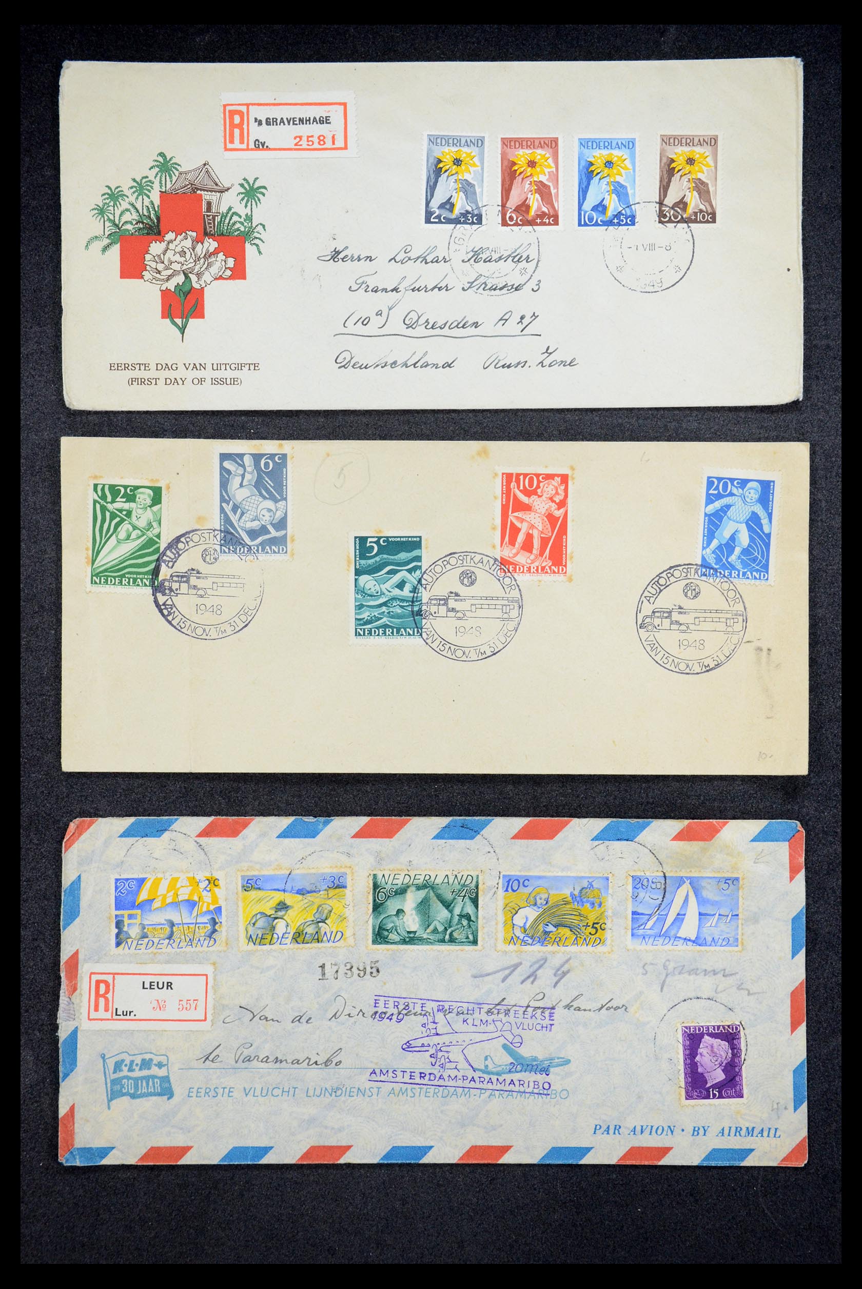 35205 010 - Postzegelverzameling 35205 Nederlandse gebieden FDC's 1927-1960.