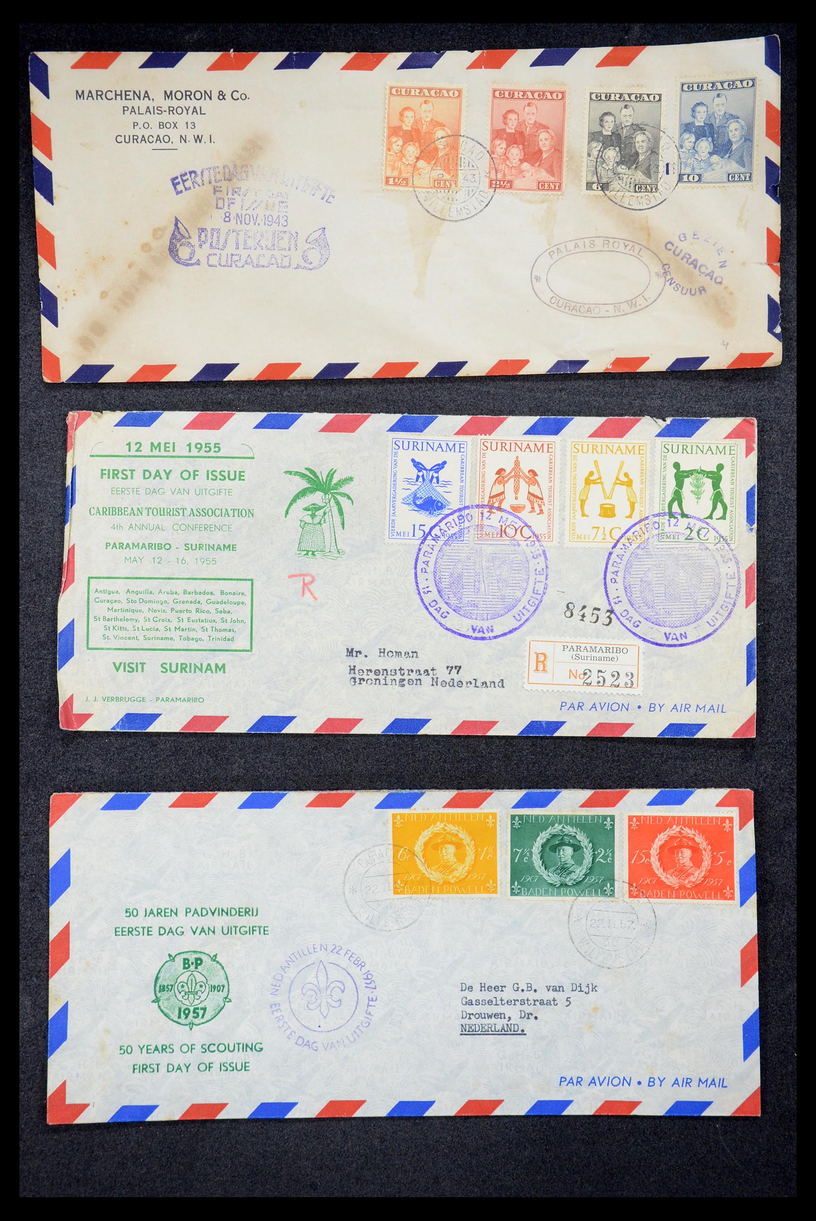 35205 018 - Postzegelverzameling 35205 Nederlandse gebieden FDC's 1927-1960.