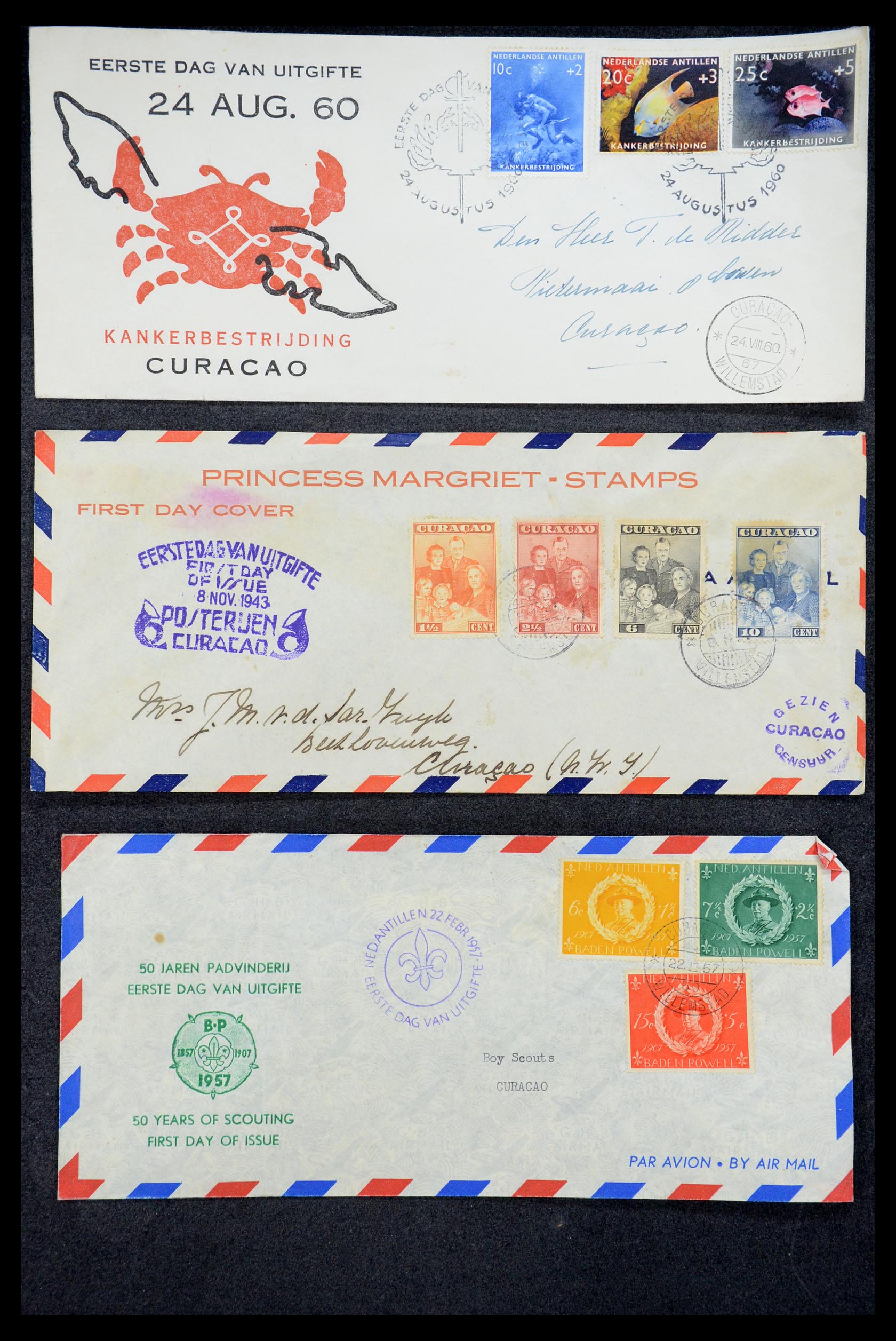 35205 036 - Postzegelverzameling 35205 Nederlandse gebieden FDC's 1927-1960.