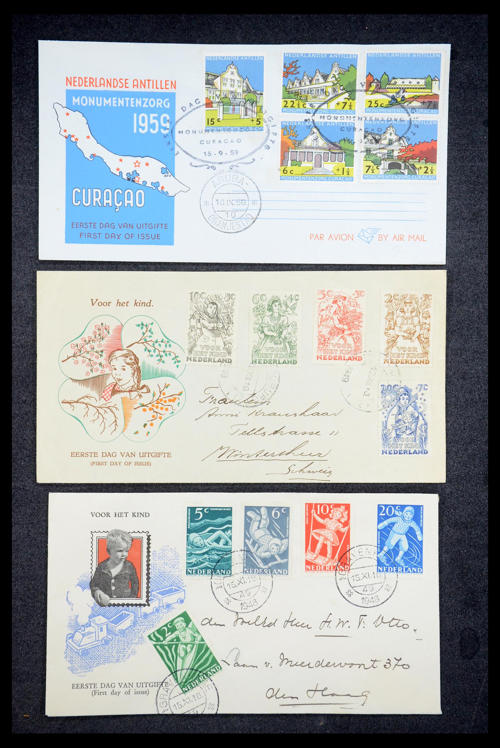 35205 037 - Postzegelverzameling 35205 Nederlandse gebieden FDC's 1927-1960.