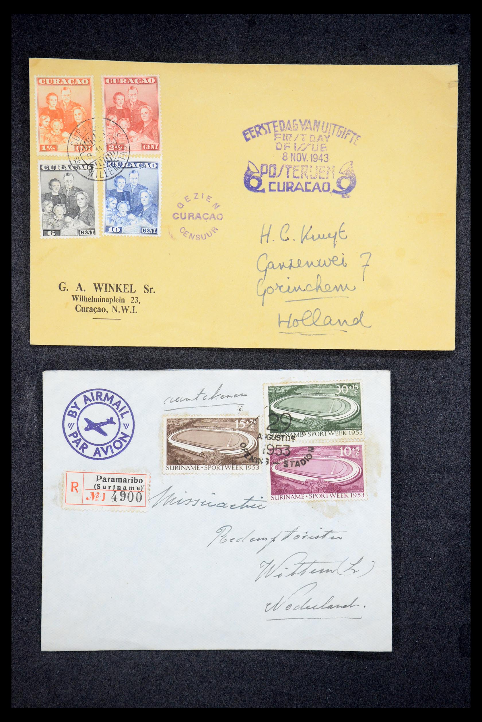35205 043 - Postzegelverzameling 35205 Nederlandse gebieden FDC's 1927-1960.