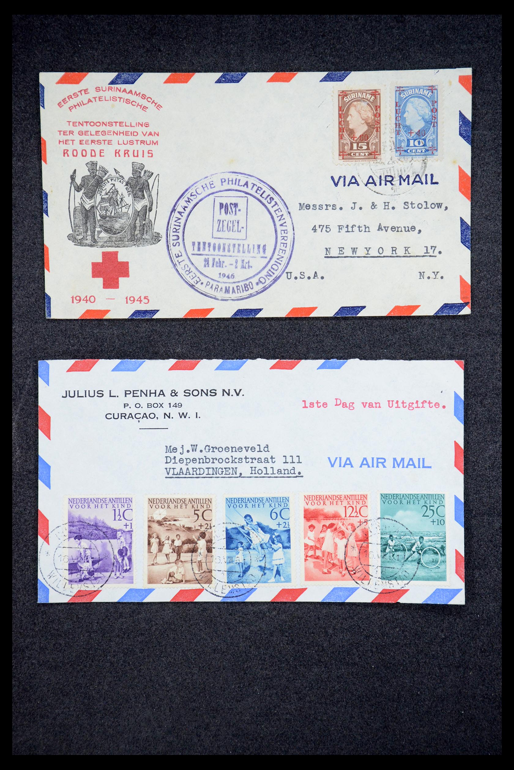 35205 047 - Postzegelverzameling 35205 Nederlandse gebieden FDC's 1927-1960.