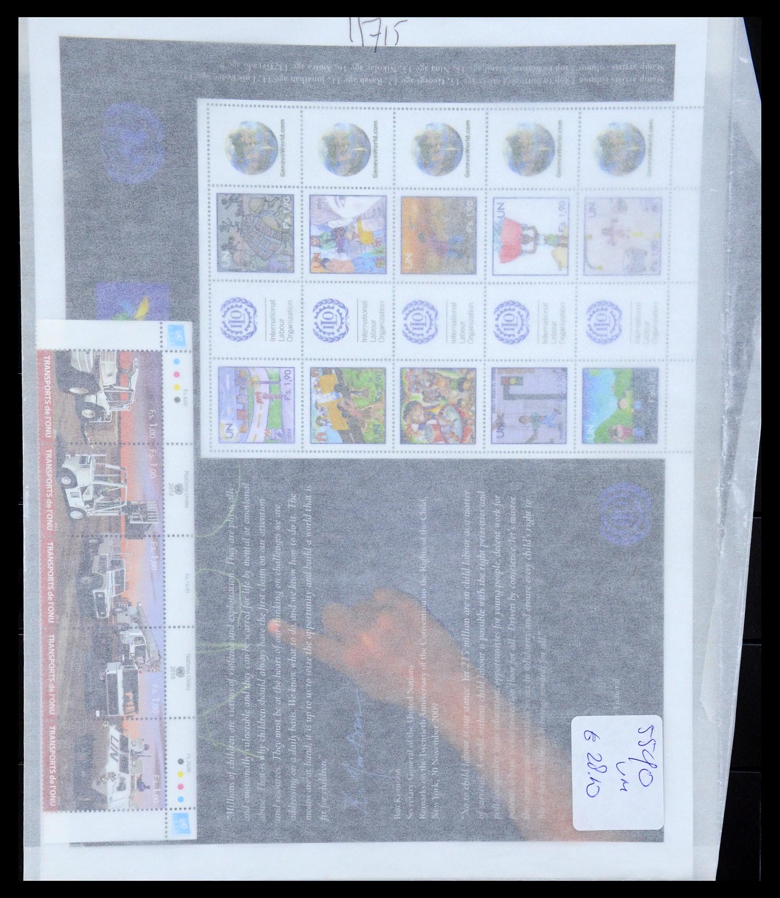 35221 074 - Postzegelverzameling 35221 Verenigde Naties Genève 1969-2010.
