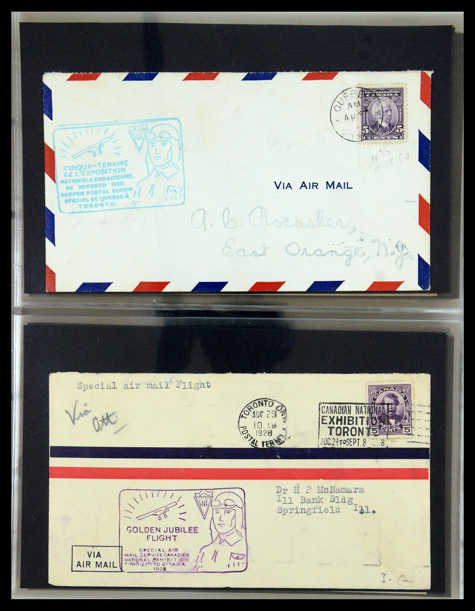 35338 003 - Postzegelverzameling 35338 Canada luchtpost brieven 1927-1950.