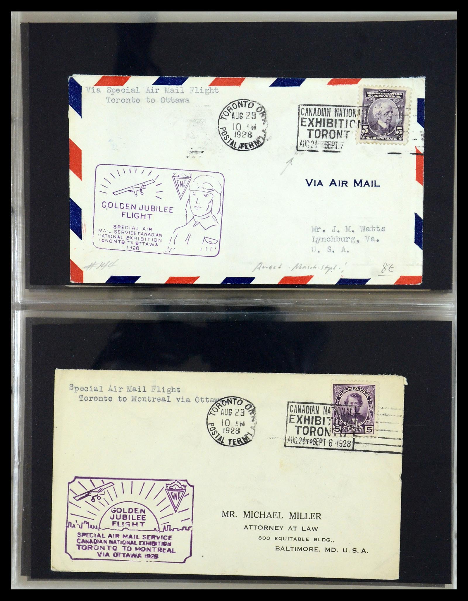 35338 004 - Postzegelverzameling 35338 Canada luchtpost brieven 1927-1950.