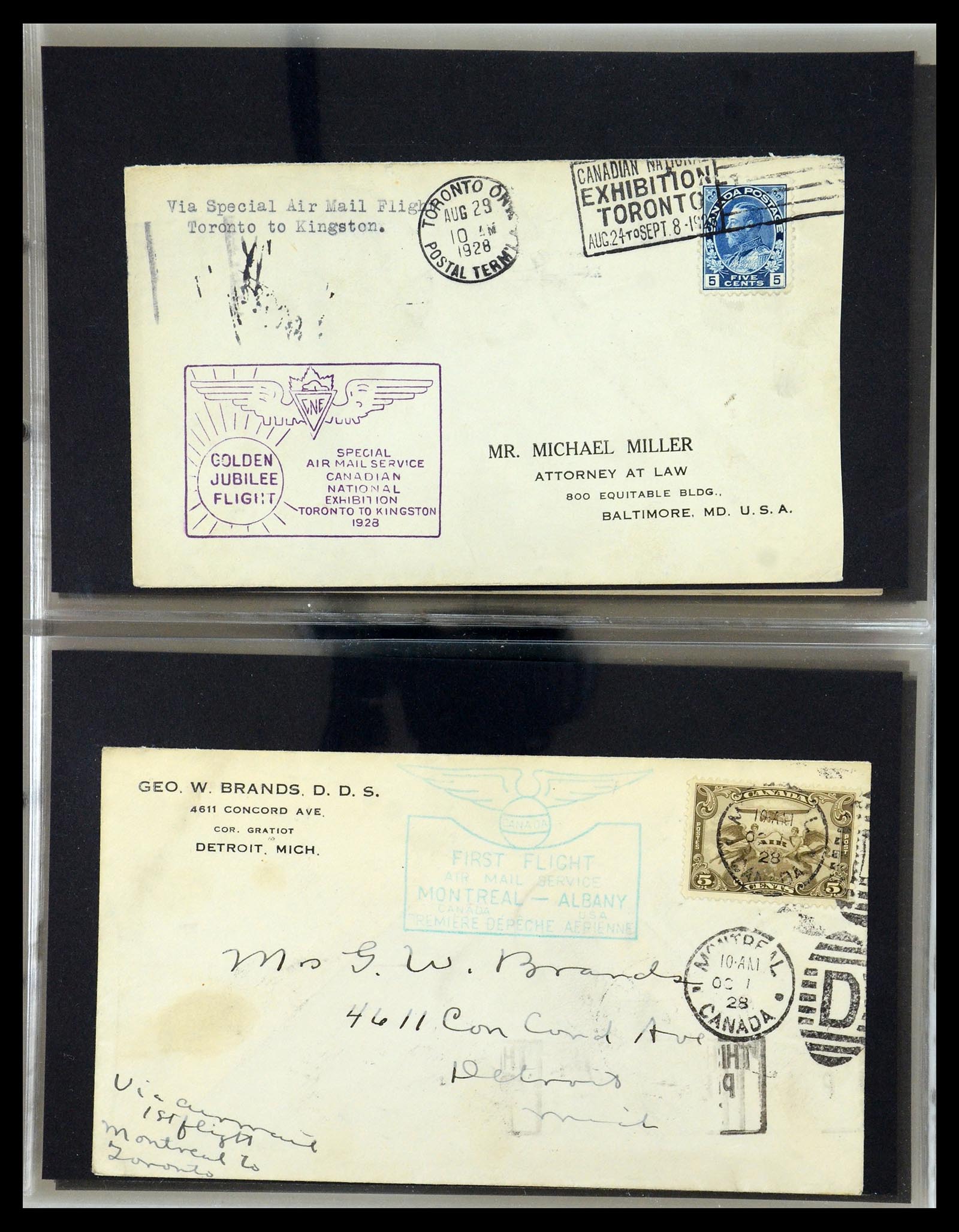 35338 005 - Postzegelverzameling 35338 Canada luchtpost brieven 1927-1950.