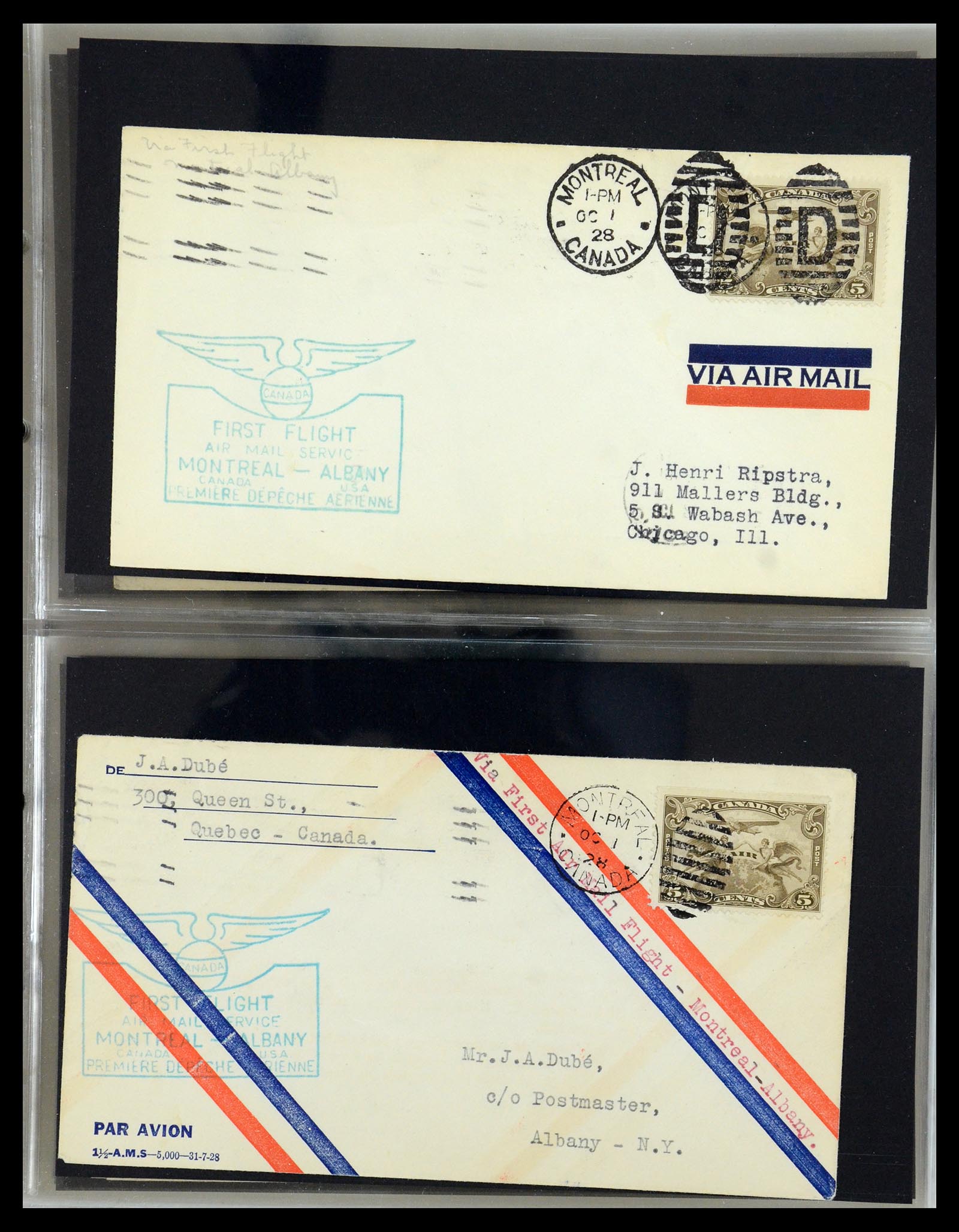 35338 006 - Postzegelverzameling 35338 Canada luchtpost brieven 1927-1950.