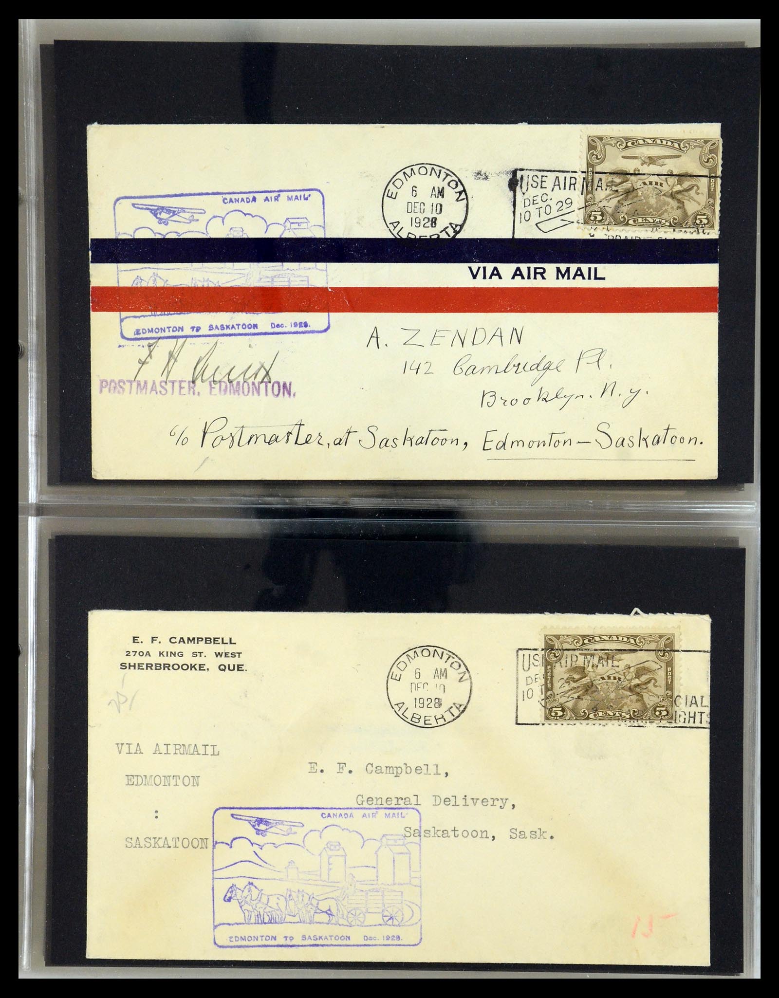 35338 007 - Postzegelverzameling 35338 Canada luchtpost brieven 1927-1950.