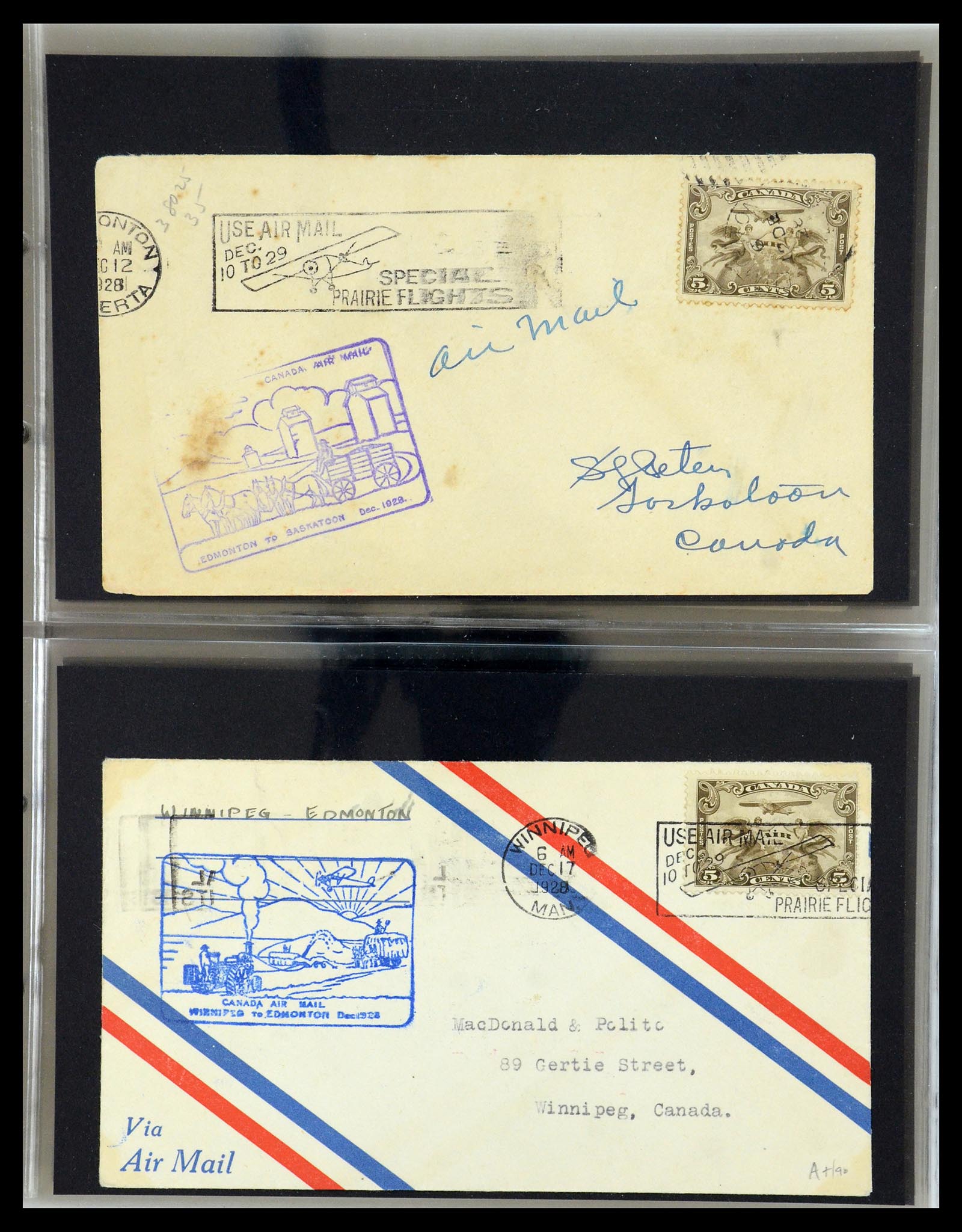 35338 009 - Postzegelverzameling 35338 Canada luchtpost brieven 1927-1950.