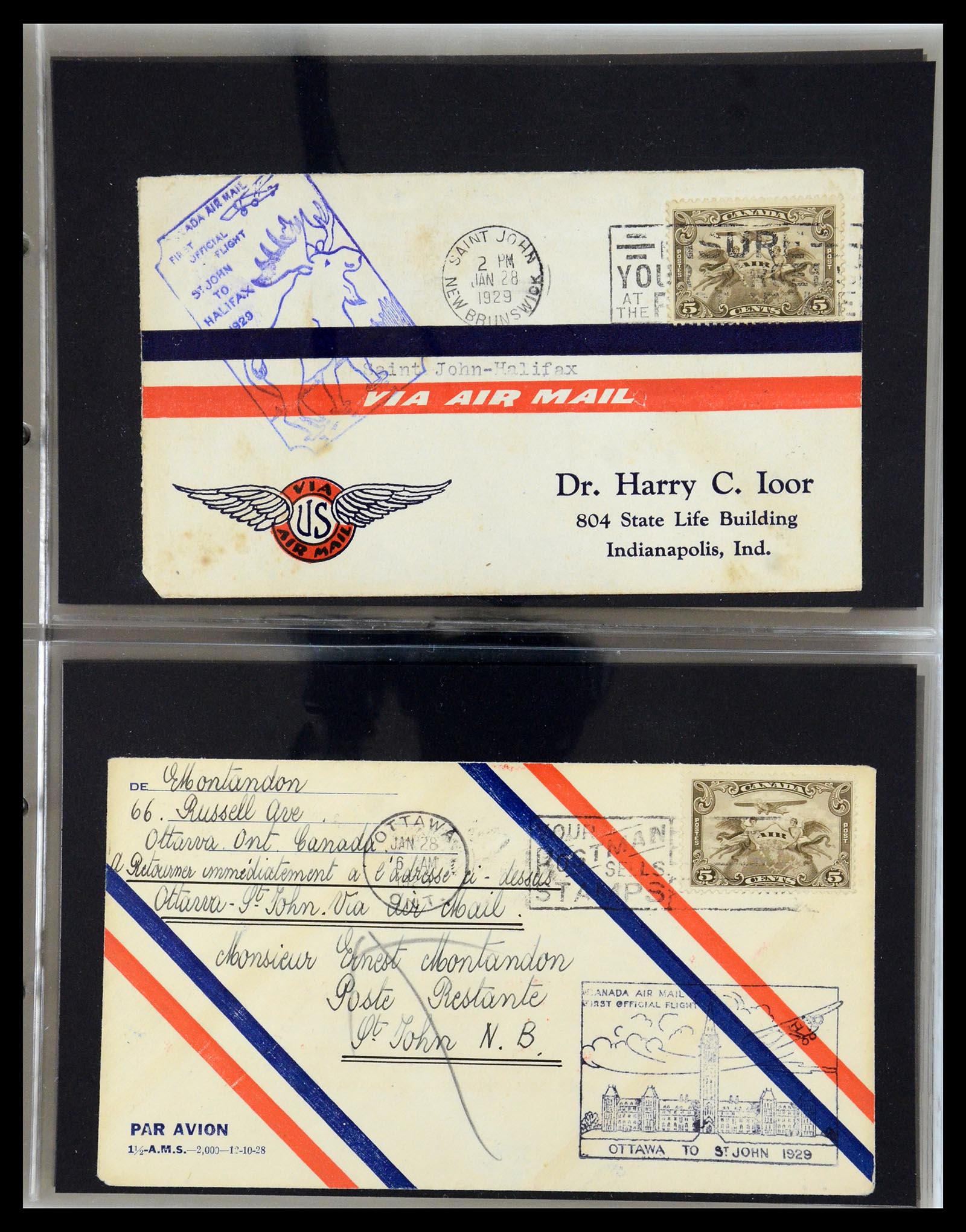 35338 013 - Postzegelverzameling 35338 Canada luchtpost brieven 1927-1950.