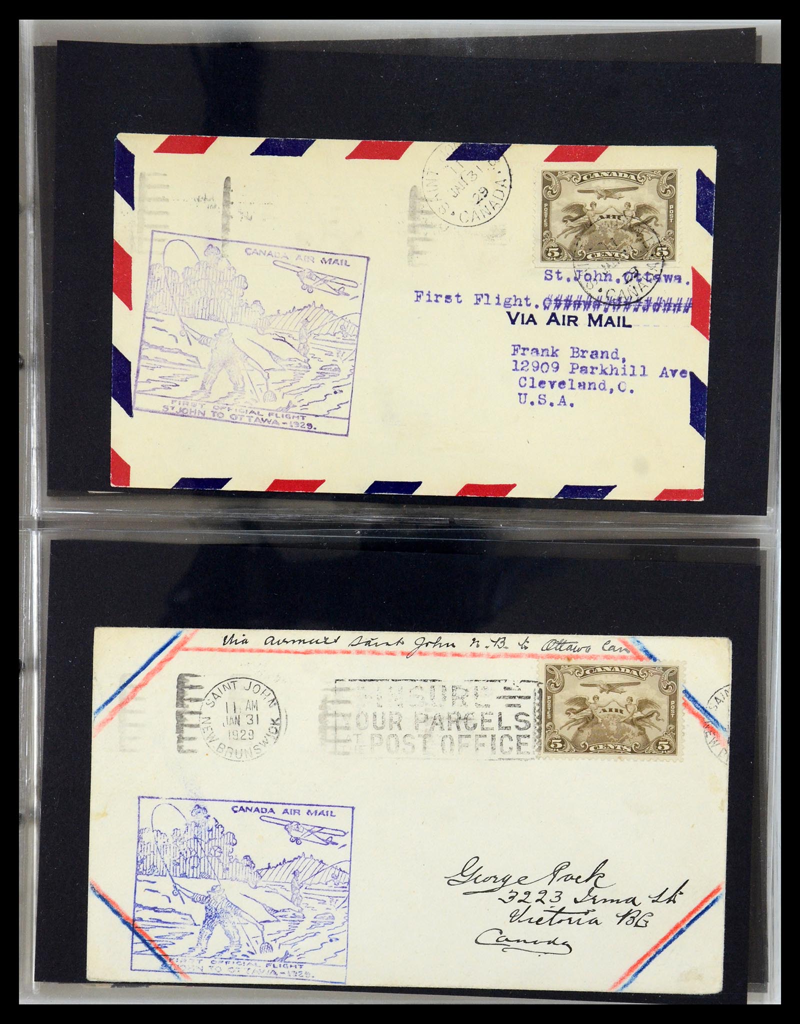 35338 014 - Postzegelverzameling 35338 Canada luchtpost brieven 1927-1950.