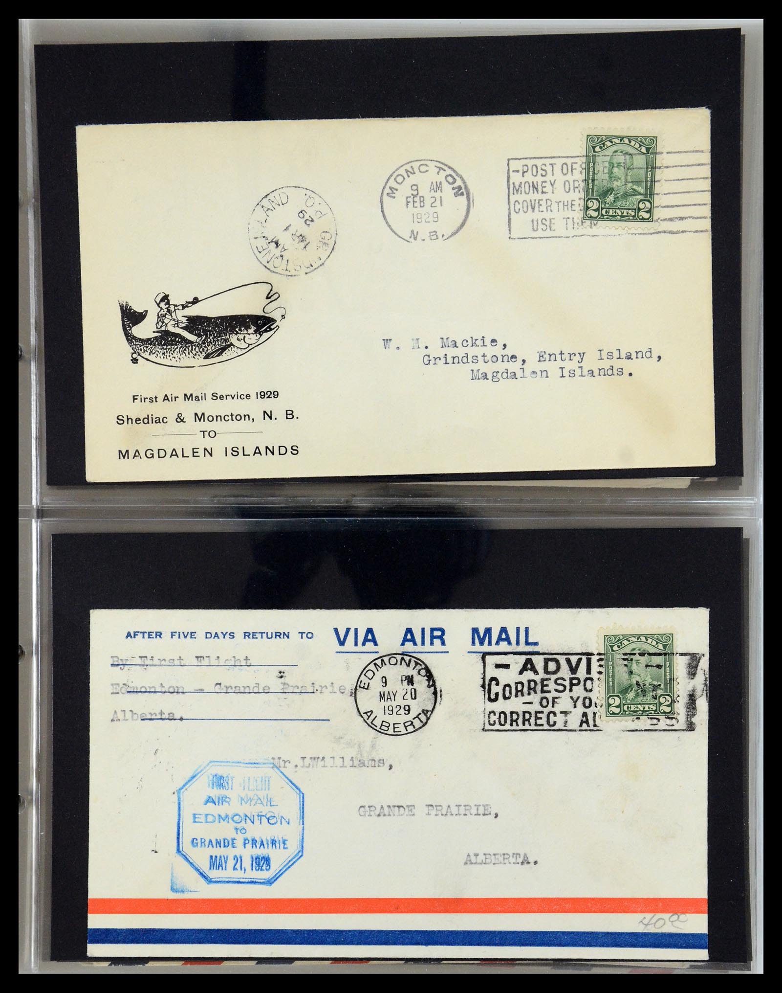 35338 015 - Postzegelverzameling 35338 Canada luchtpost brieven 1927-1950.