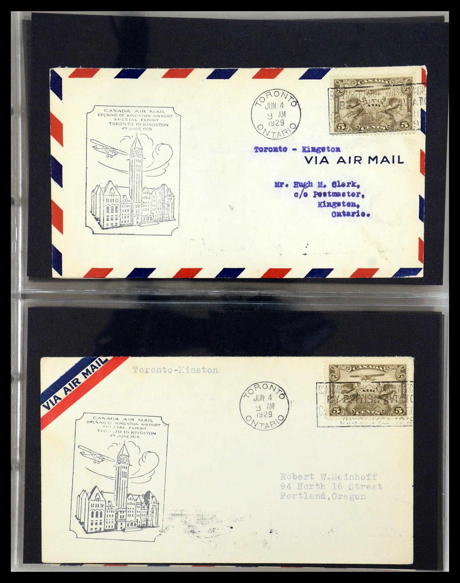 35338 016 - Postzegelverzameling 35338 Canada luchtpost brieven 1927-1950.