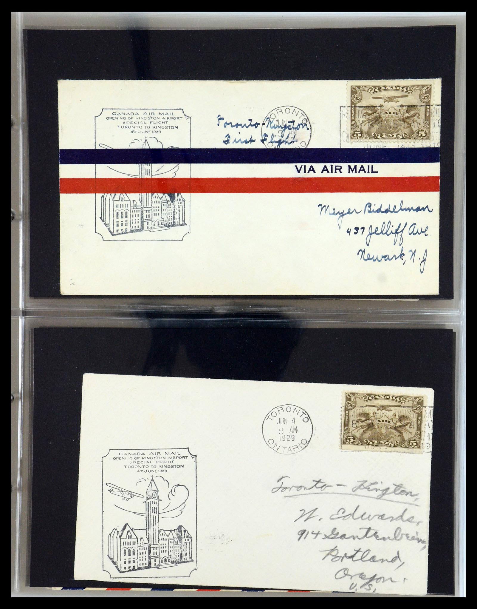 35338 017 - Postzegelverzameling 35338 Canada luchtpost brieven 1927-1950.