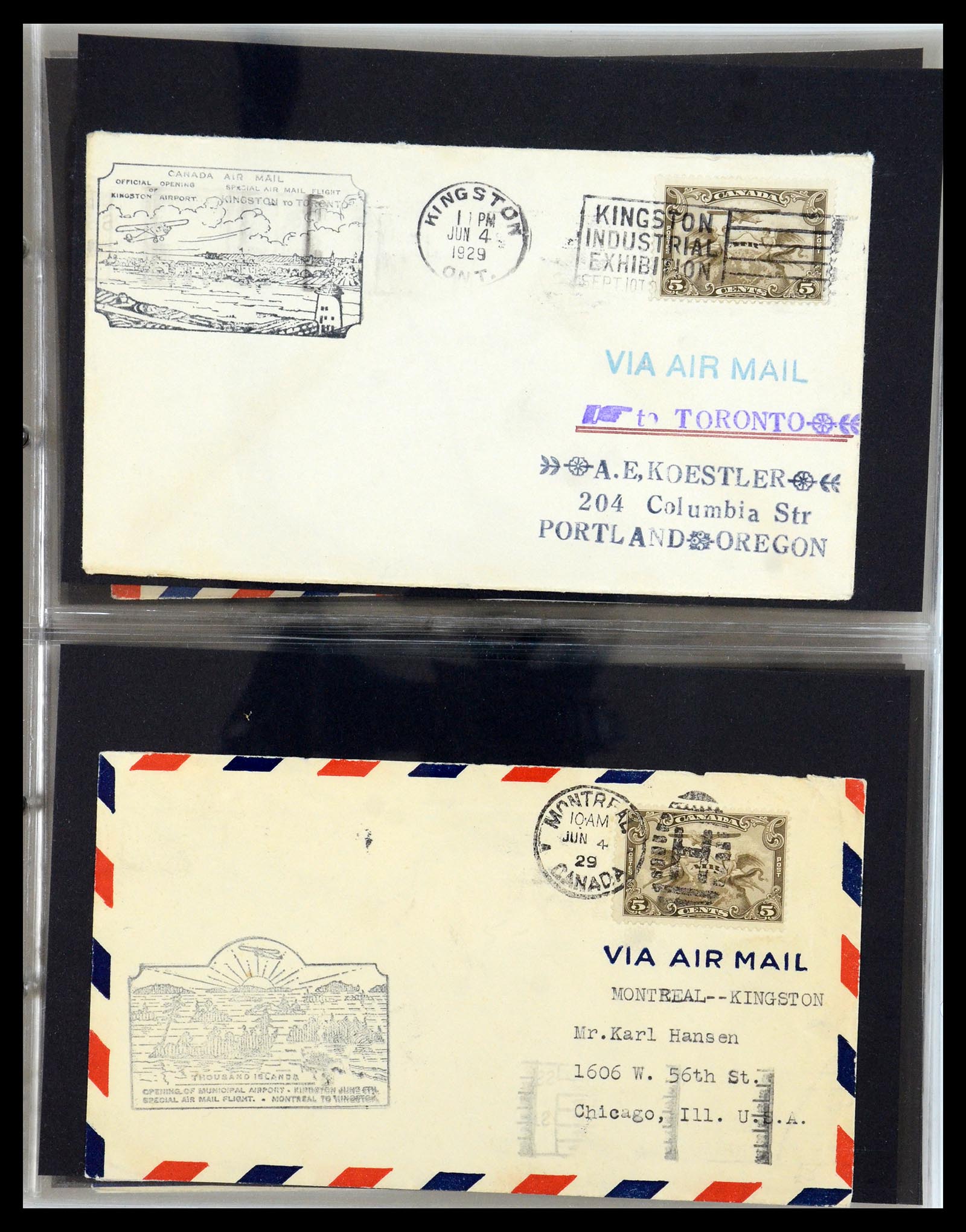 35338 018 - Postzegelverzameling 35338 Canada luchtpost brieven 1927-1950.